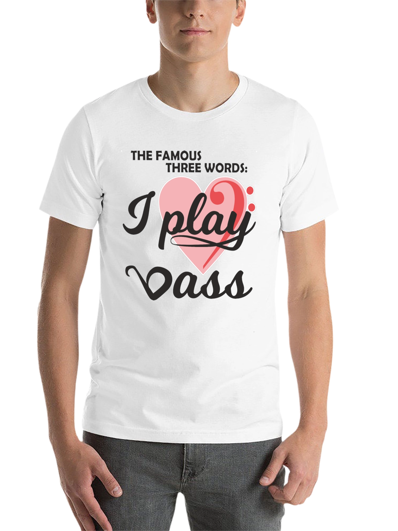 Black I Play Bass Heart T-Shirt - Musician Tee view 14