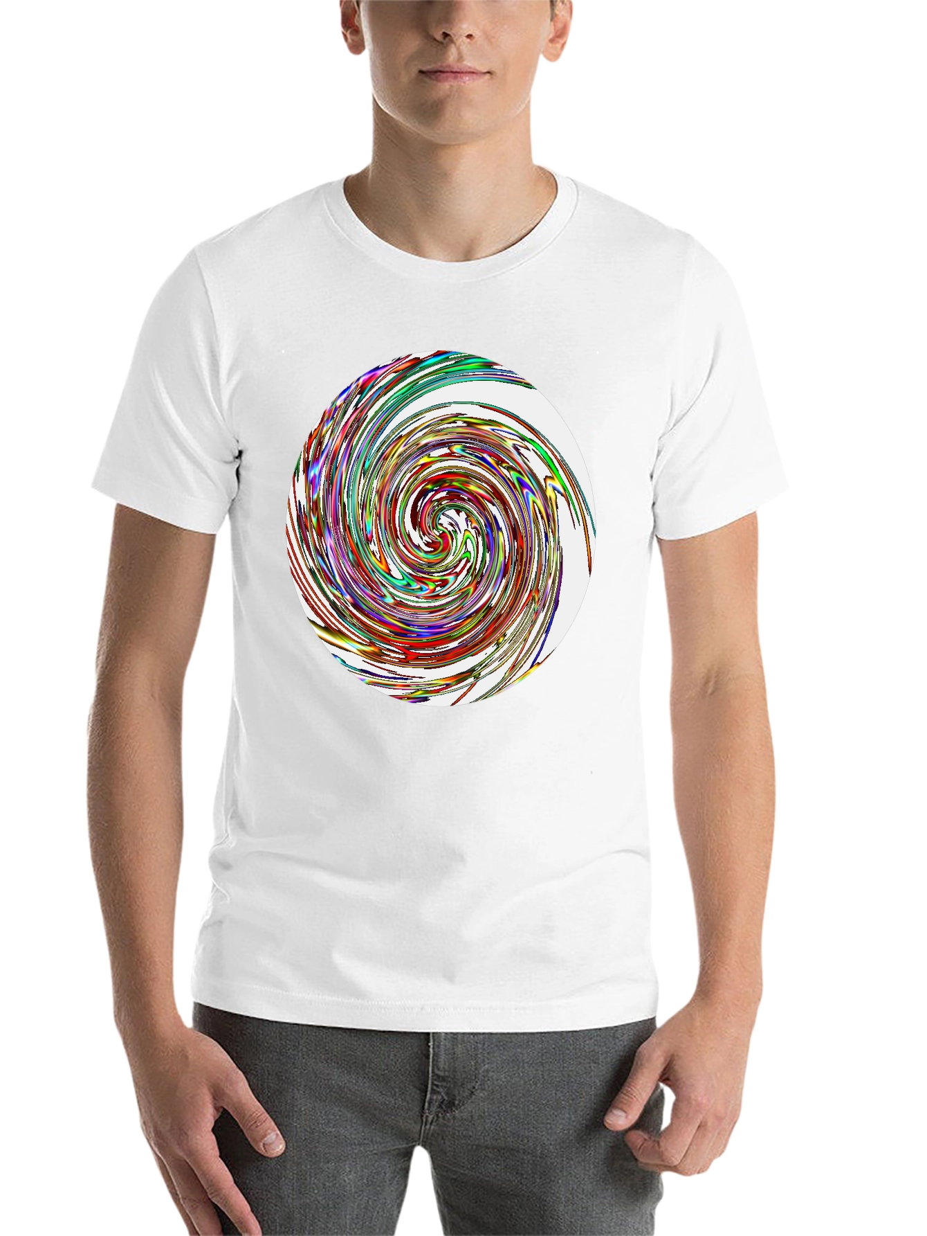 Black Abstract Swirl Graphic Tee - Black Cotton Blend T-Shirt view 14