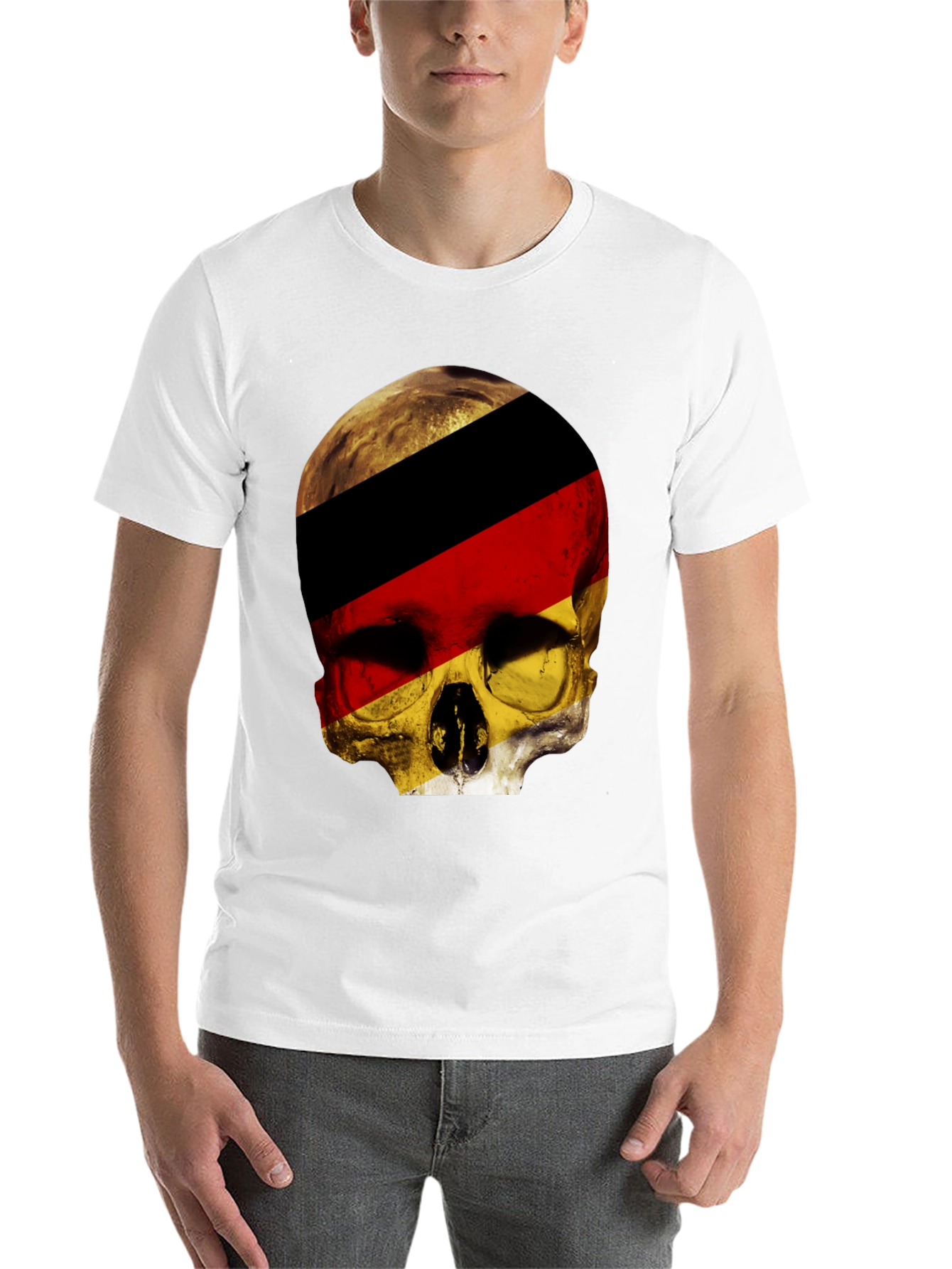 Black German Flag Skull Graphic T-Shirt - Black view 14