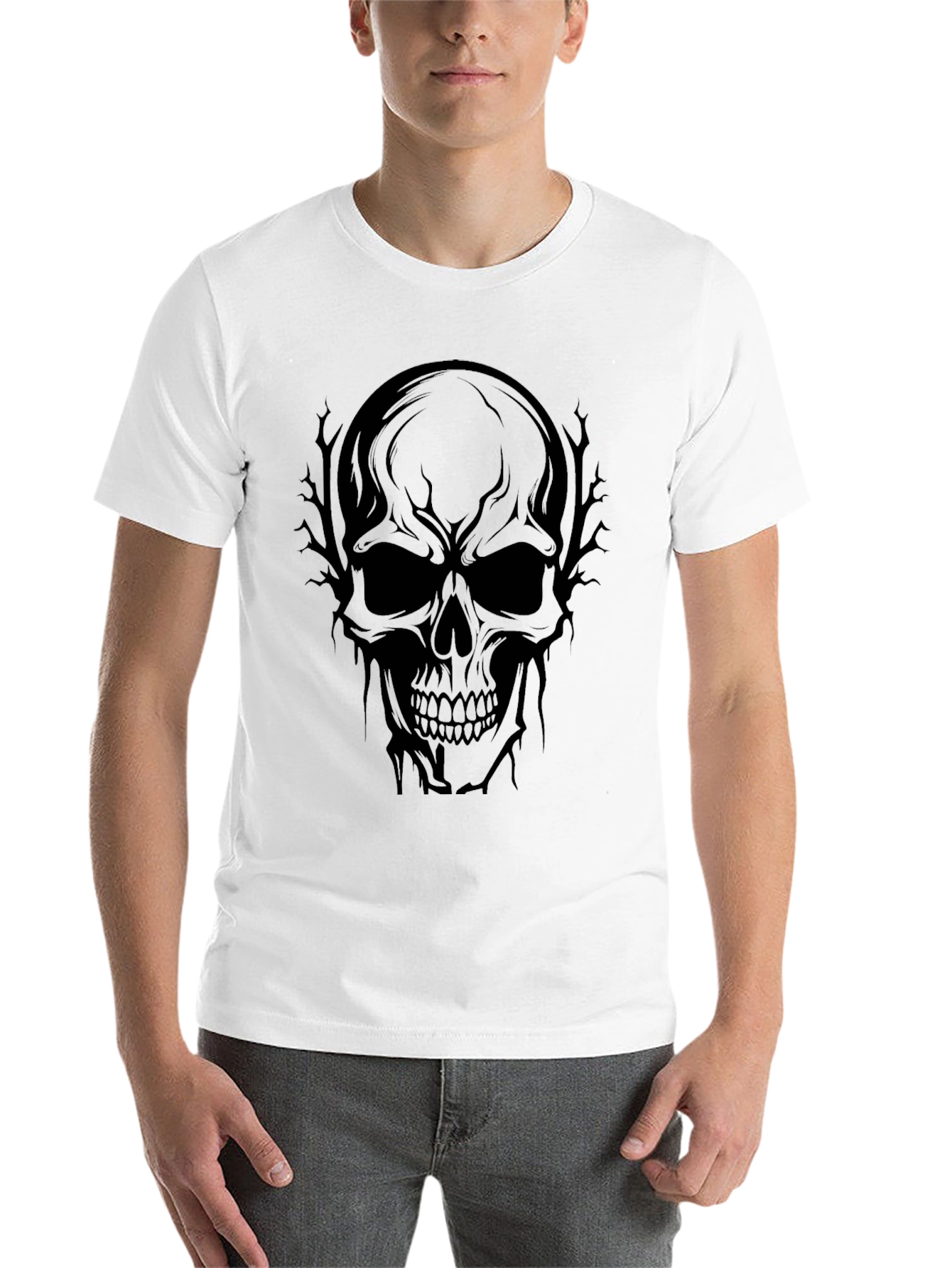 Black Skull Graphic Tee - Men's Black T-Shirt view 14