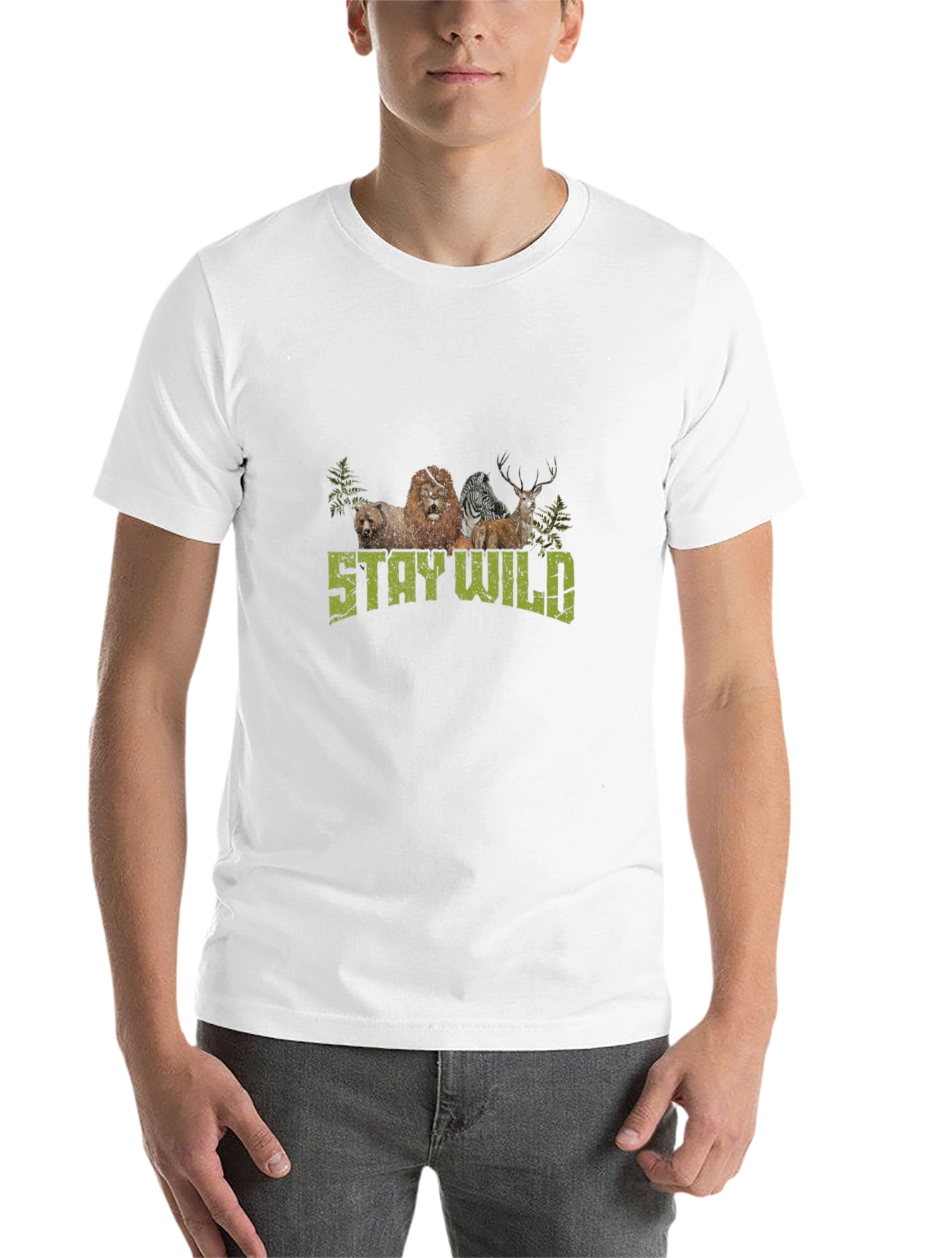 Black Stay Wild Graphic Print Crew Neck T-Shirt view 14