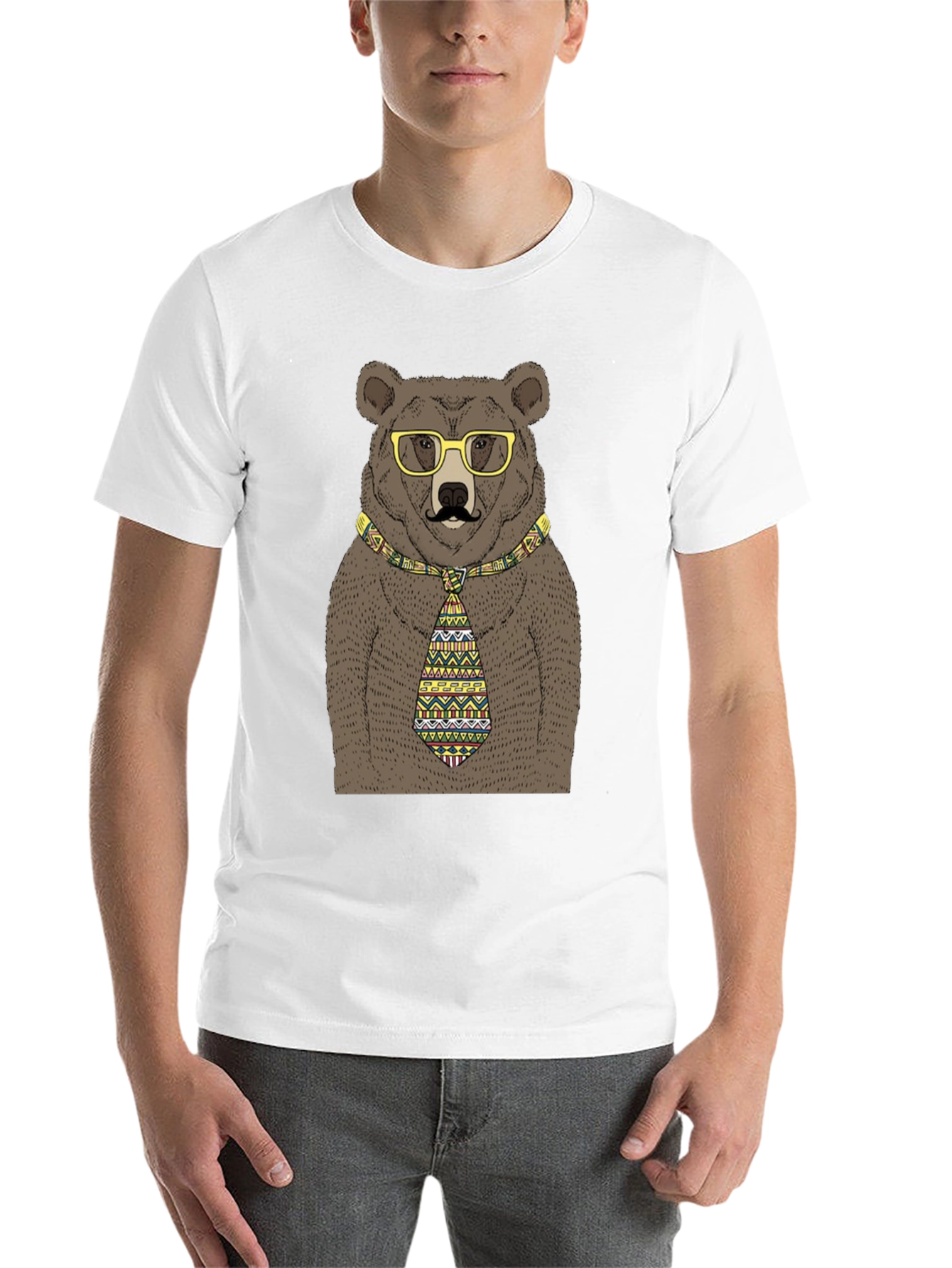 Black Bear with Glasses and Tie T-Shirt view 14