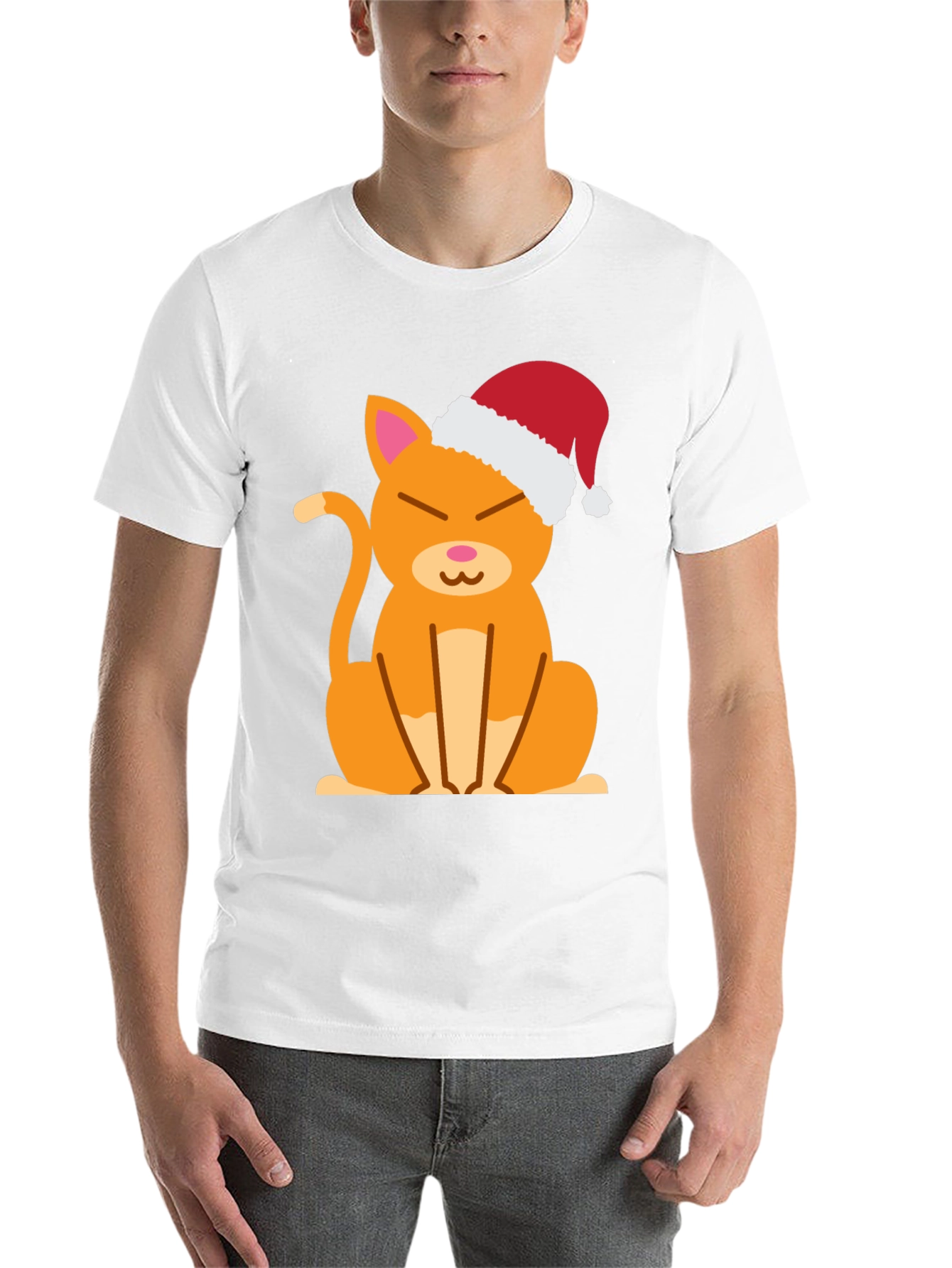 Black Festive Cat Tee - Santa Hat Cute Kitten Shirt view 14