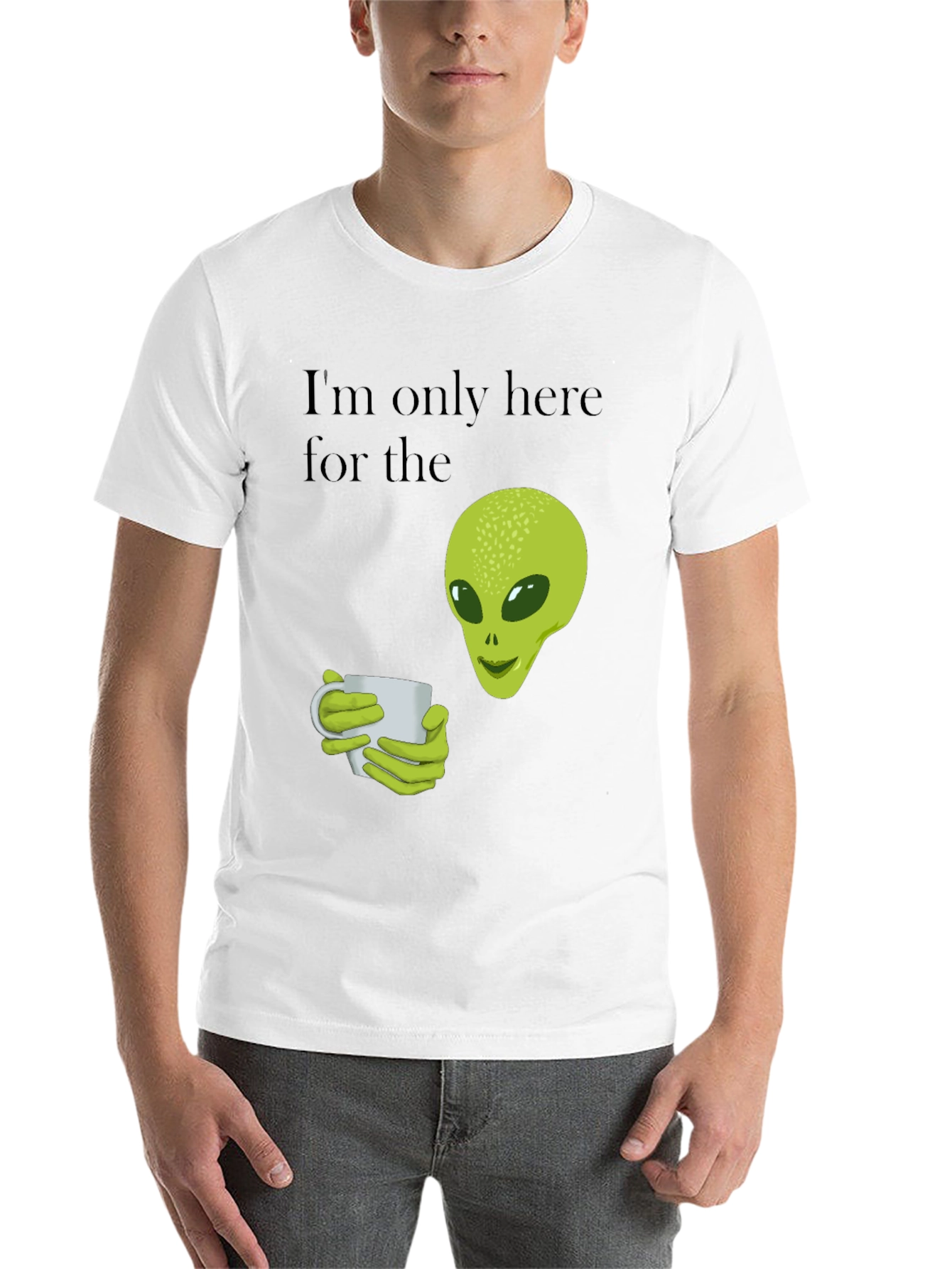 Black Alien Coffee T-Shirt - I'm Only Here For The Coffee view 14