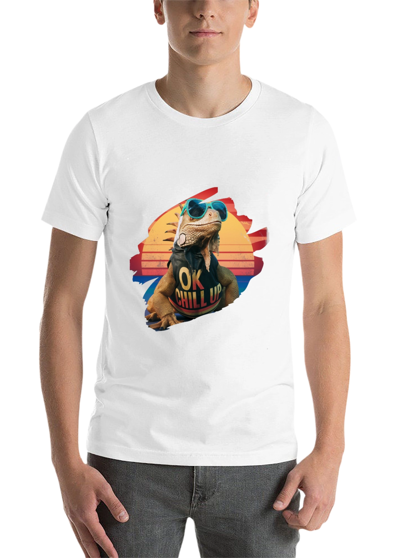 Black Cool Iguana Graphic T-Shirt - "OK Chill Up" view 14