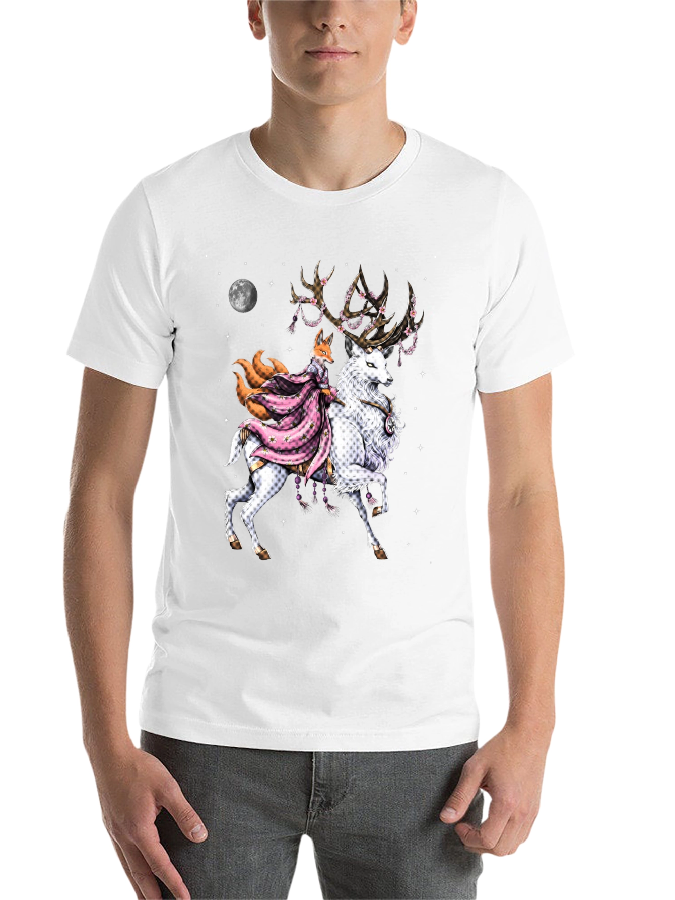 Black Fox & Deer Graphic Tee - Unique Design view 14