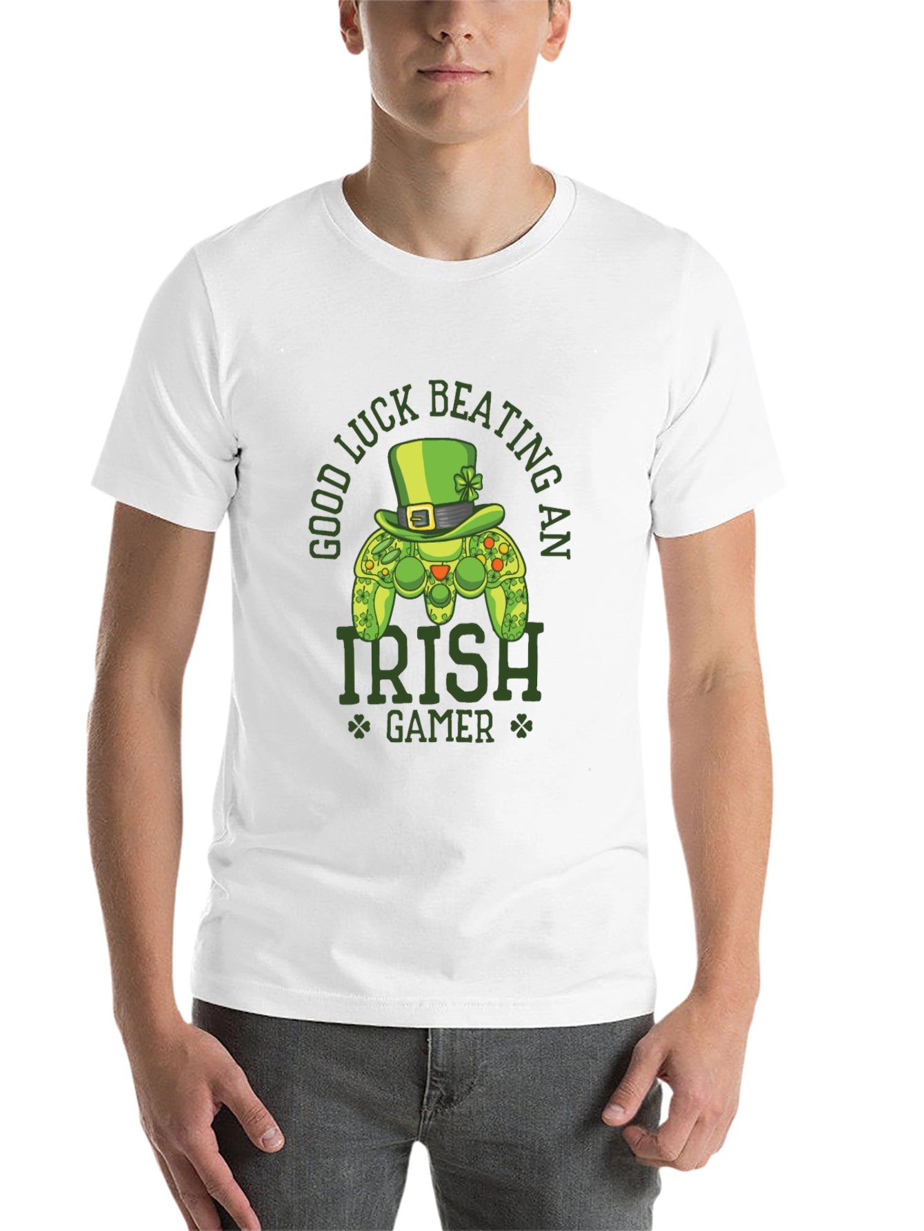 Black Irish Gamer T-Shirt - Good Luck Beating An Irish Gamer view 14