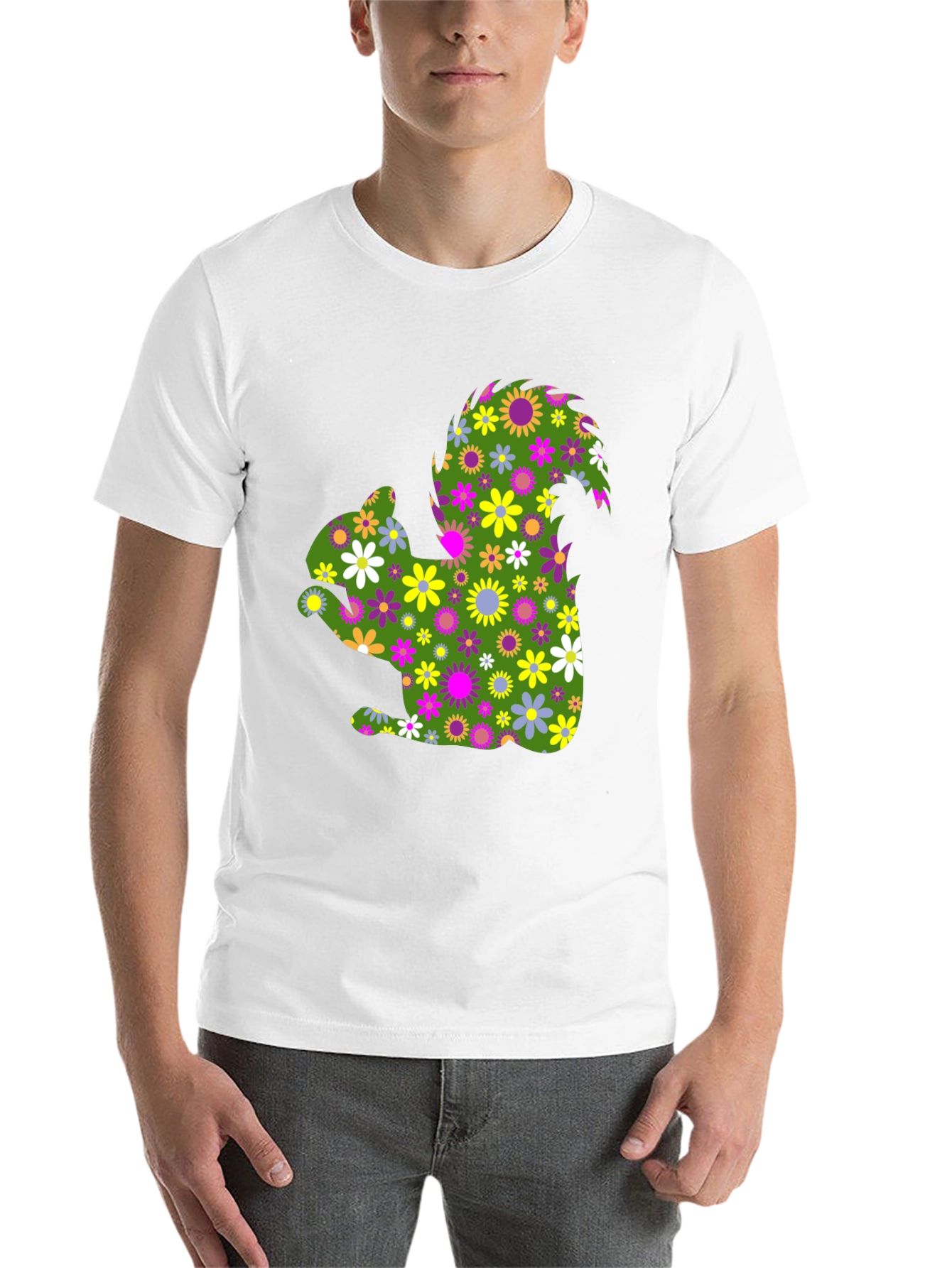 Black Floral Squirrel Graphic Tee - Unique Nature Shirt view 14