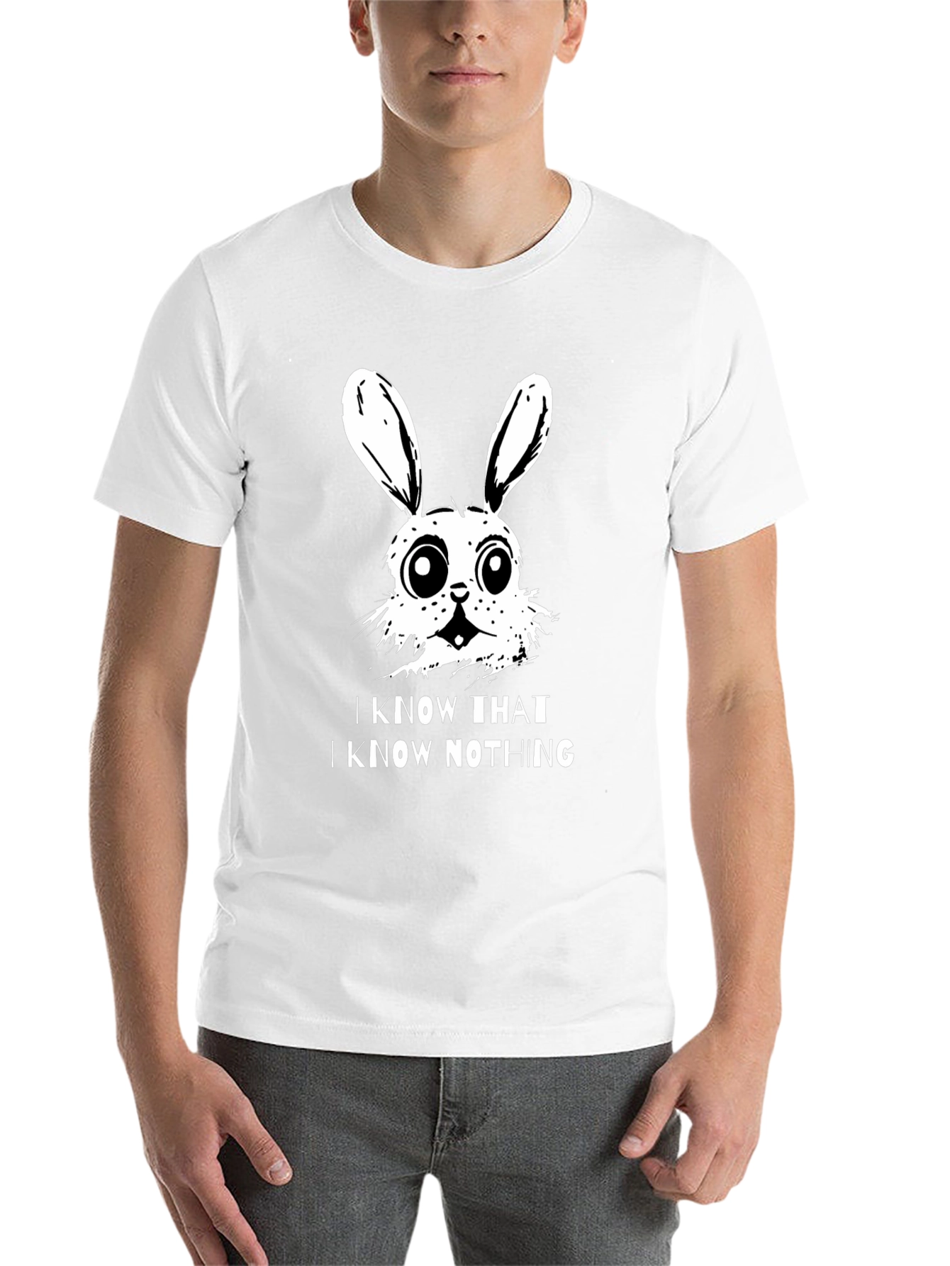 Black I Know That I Know Nothing Bunny T-Shirt view 14