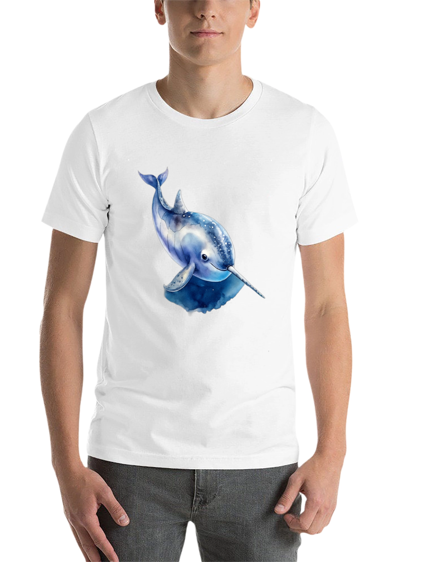 Black Narwhal Graphic Tee - Black Cotton T-Shirt view 14