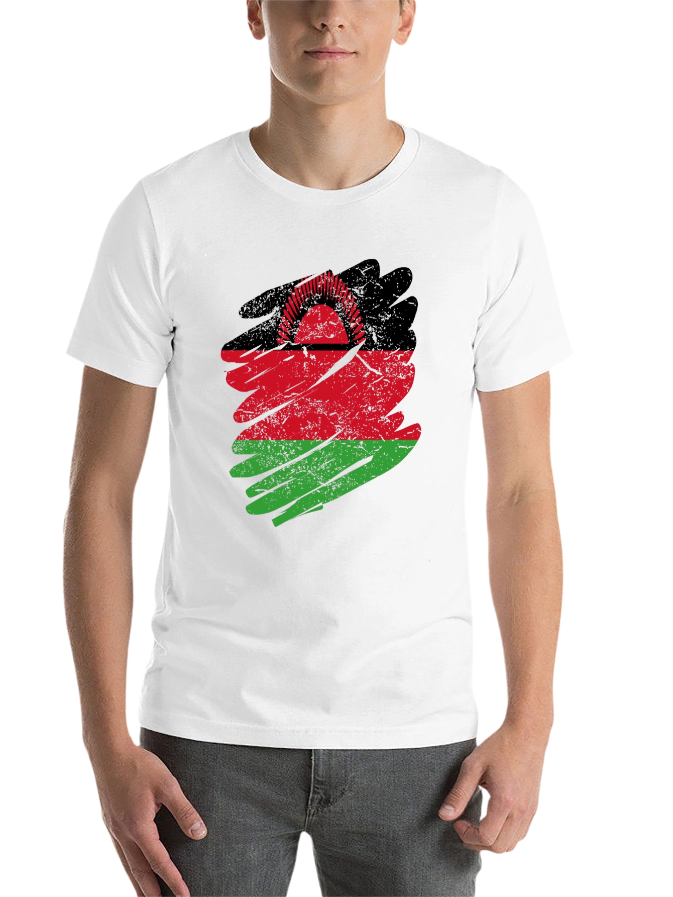 Black Malawi Flag T-Shirt: Distressed Graphic Tee view 14