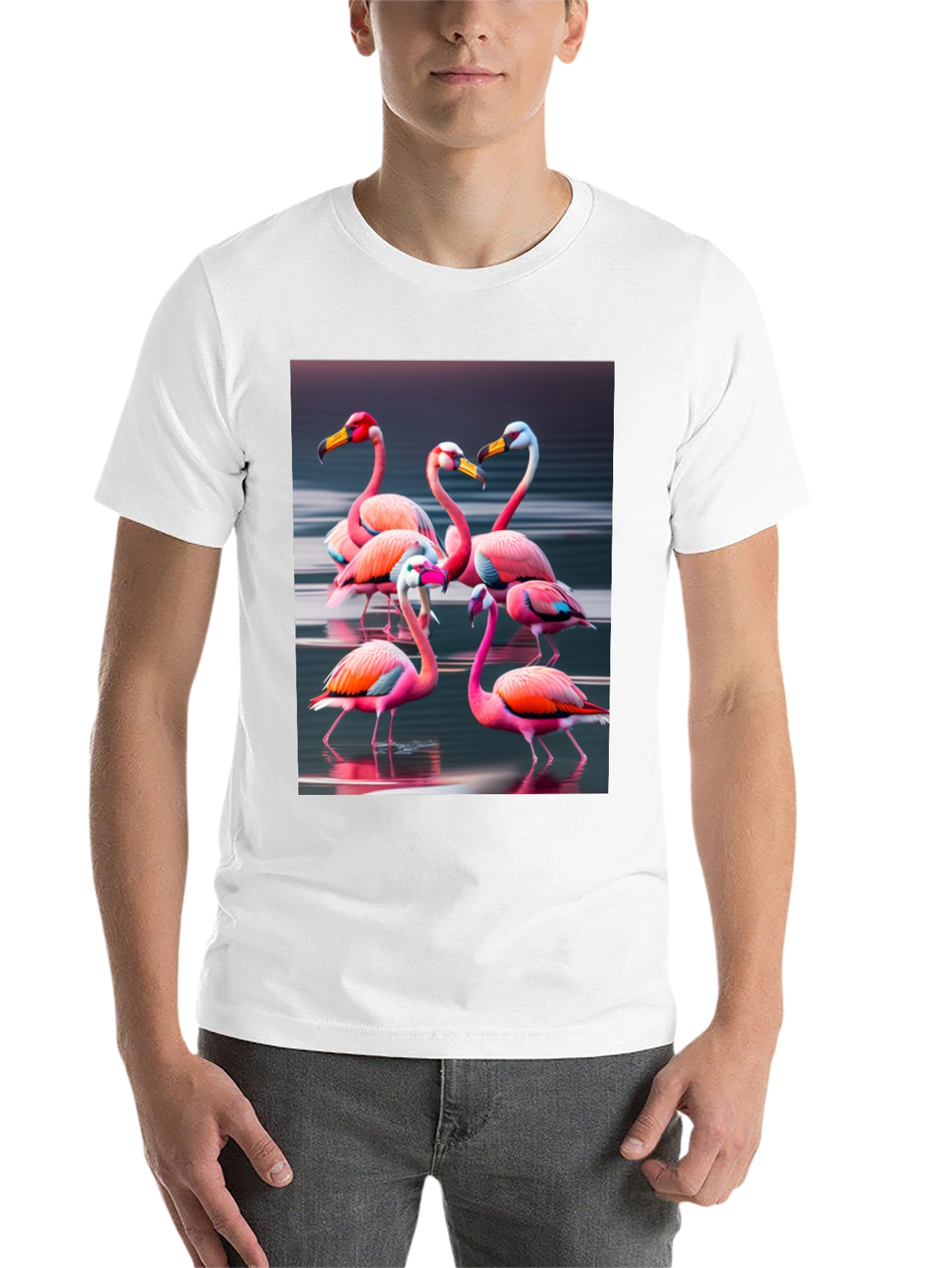 Black Flamingo Flock Graphic Tee - Black Cotton view 14