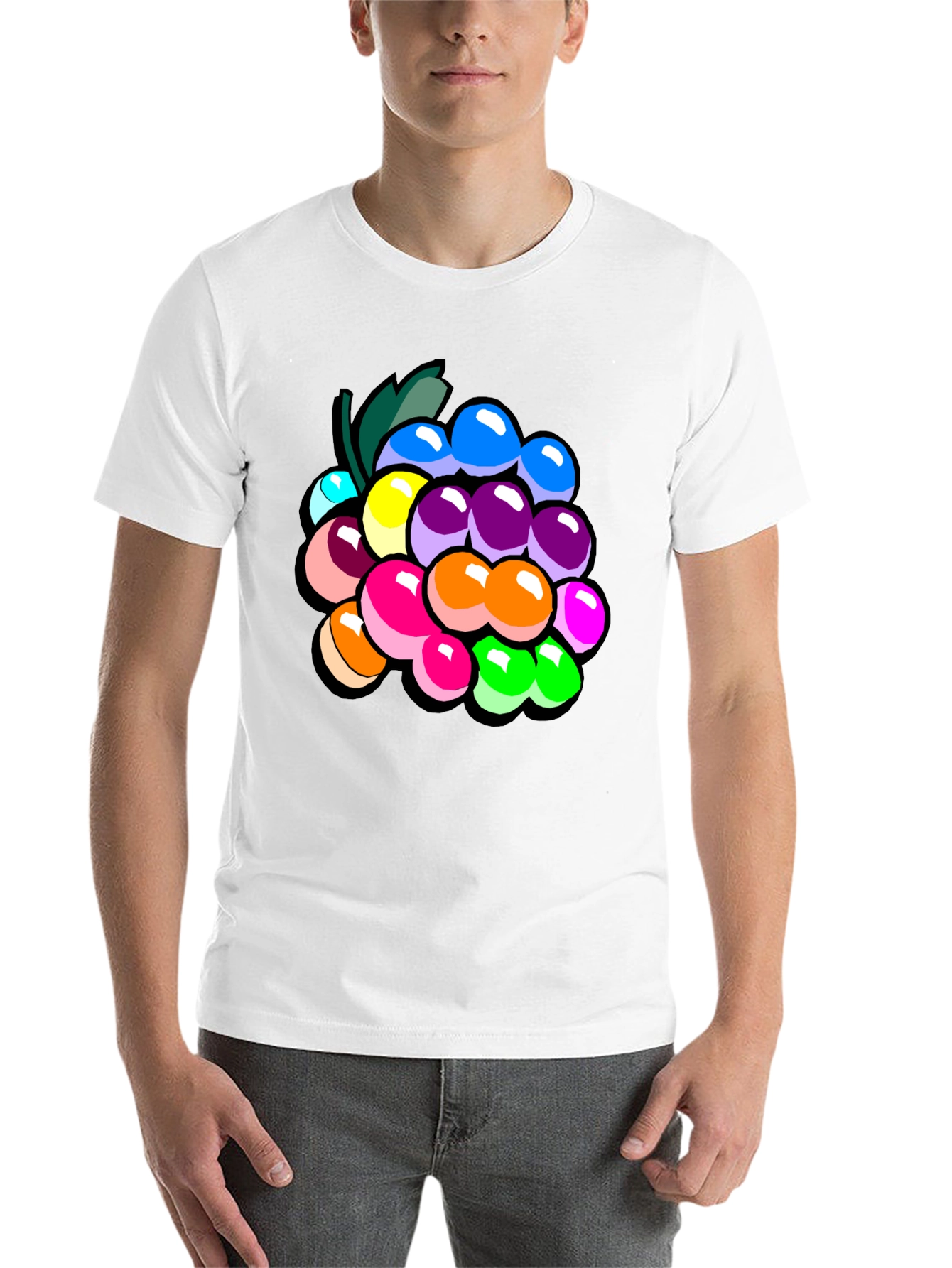 Black Colorful Grapes Graphic T-Shirt - Novelty Fruit Tee view 14