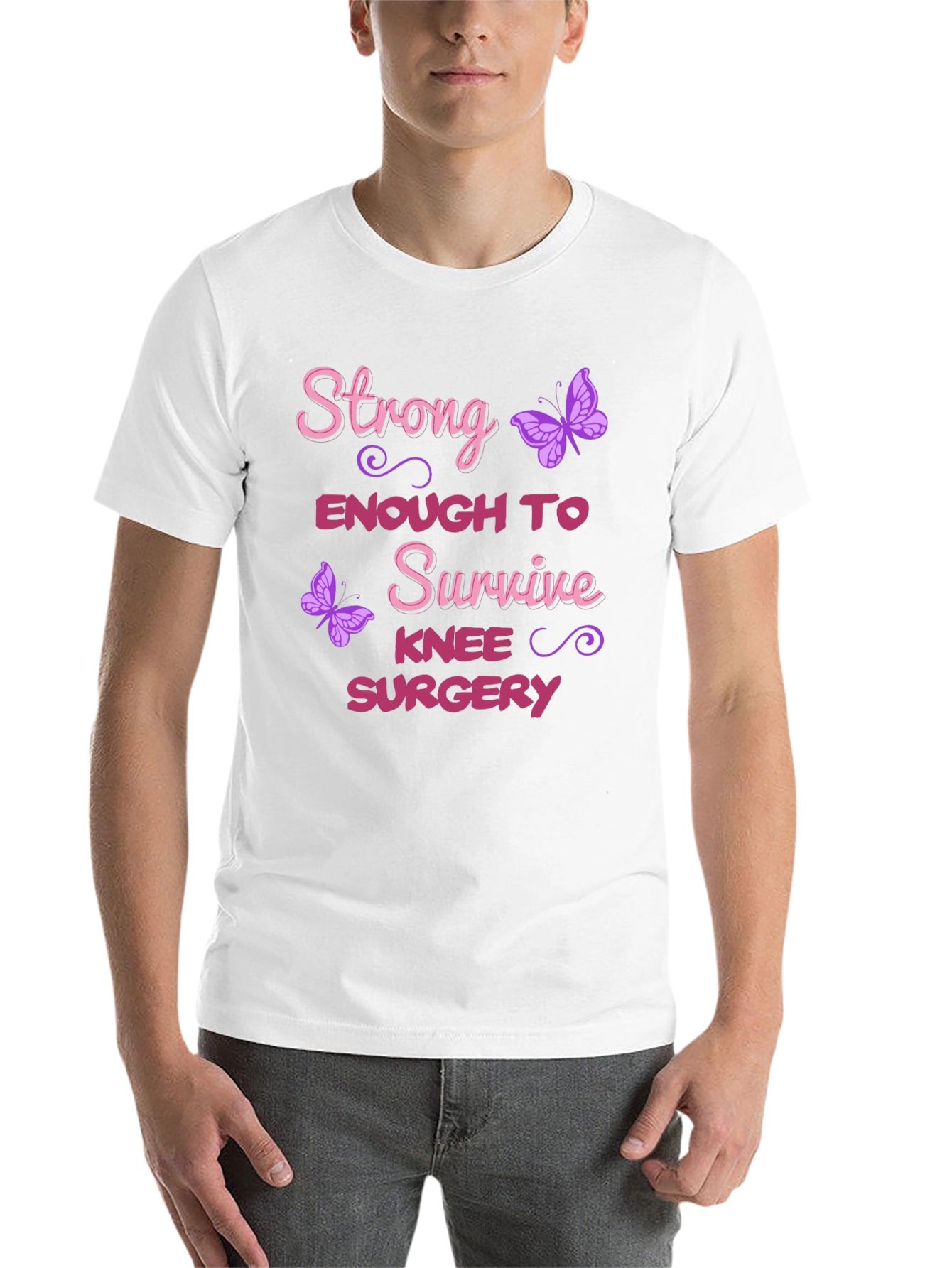 Black Strong Enough Knee Surgery T-Shirt view 14