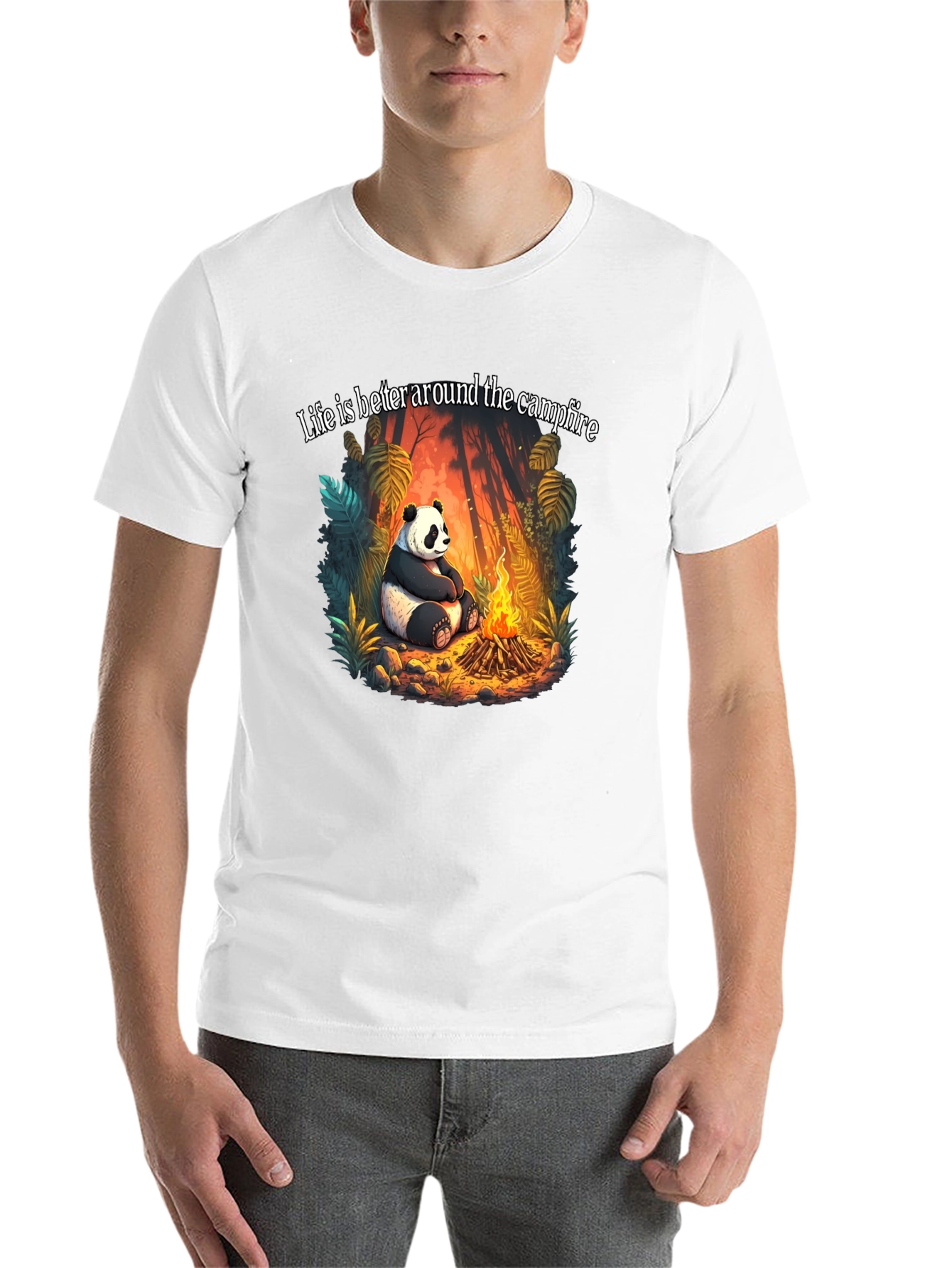 Black Panda Campfire Graphic Tee - Cozy Camping Style view 14