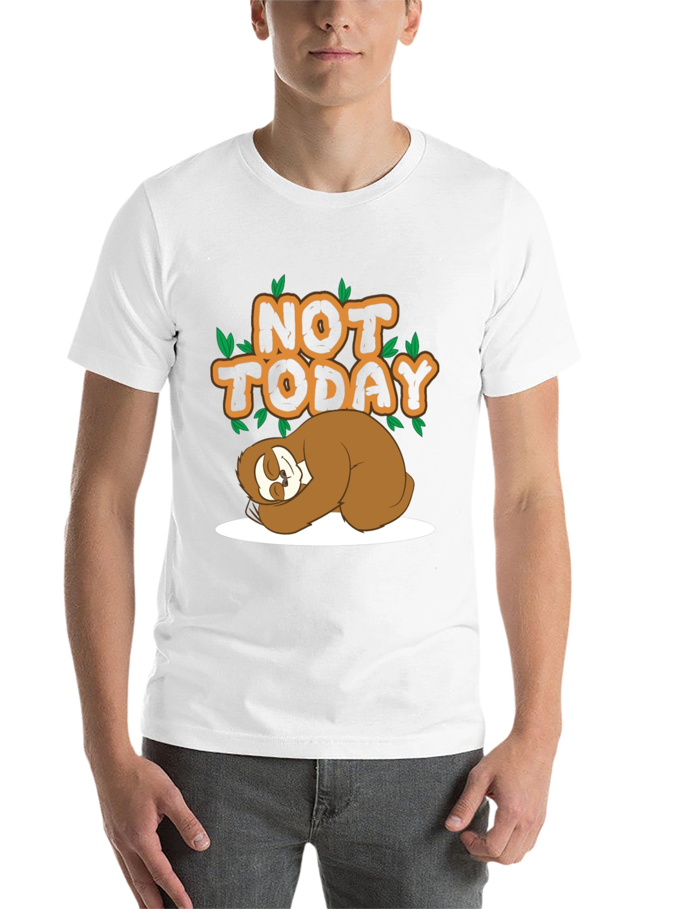 Black Funny Sloth Not Today Black T-Shirt view 14