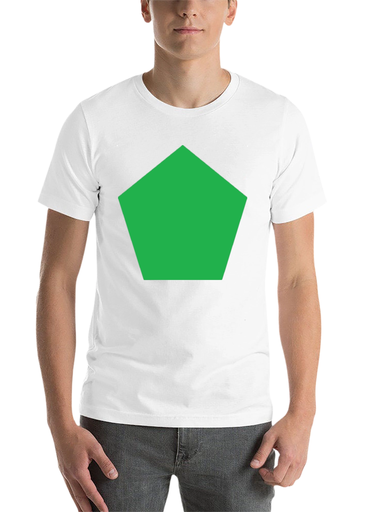 Black Modern Geometric Tee - Green Pentagon Design view 14