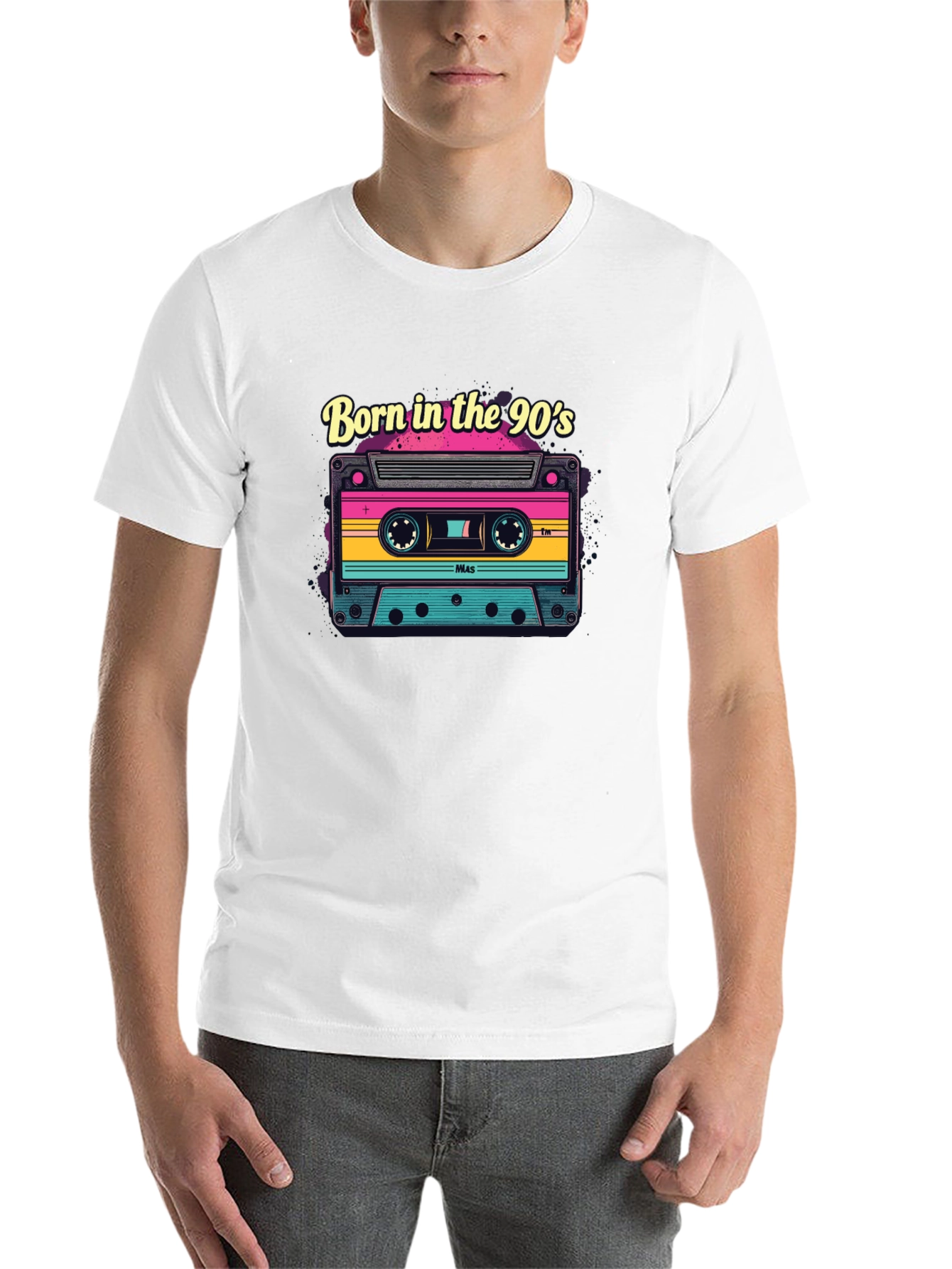 Black Born in the 90s Retro Cassette Tape T-Shirt view 14