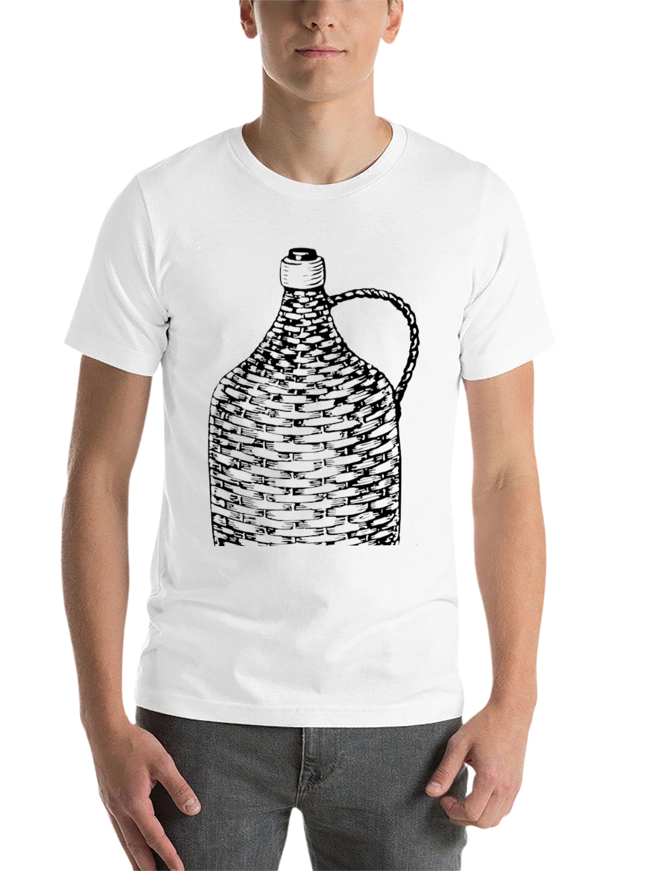 Black Woven Bottle Design Black T-Shirt view 14