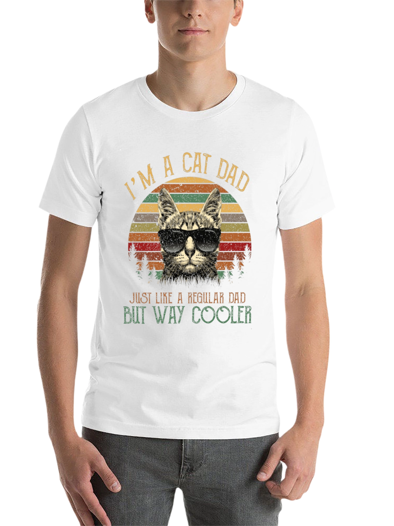 Black Cool Cat Dad T-Shirt - Just Like a Regular Dad, But Way Cooler! view 14