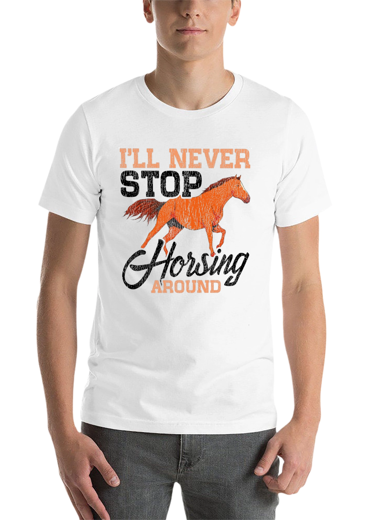Black I'll Never Stop Horsing Around T-Shirt view 14
