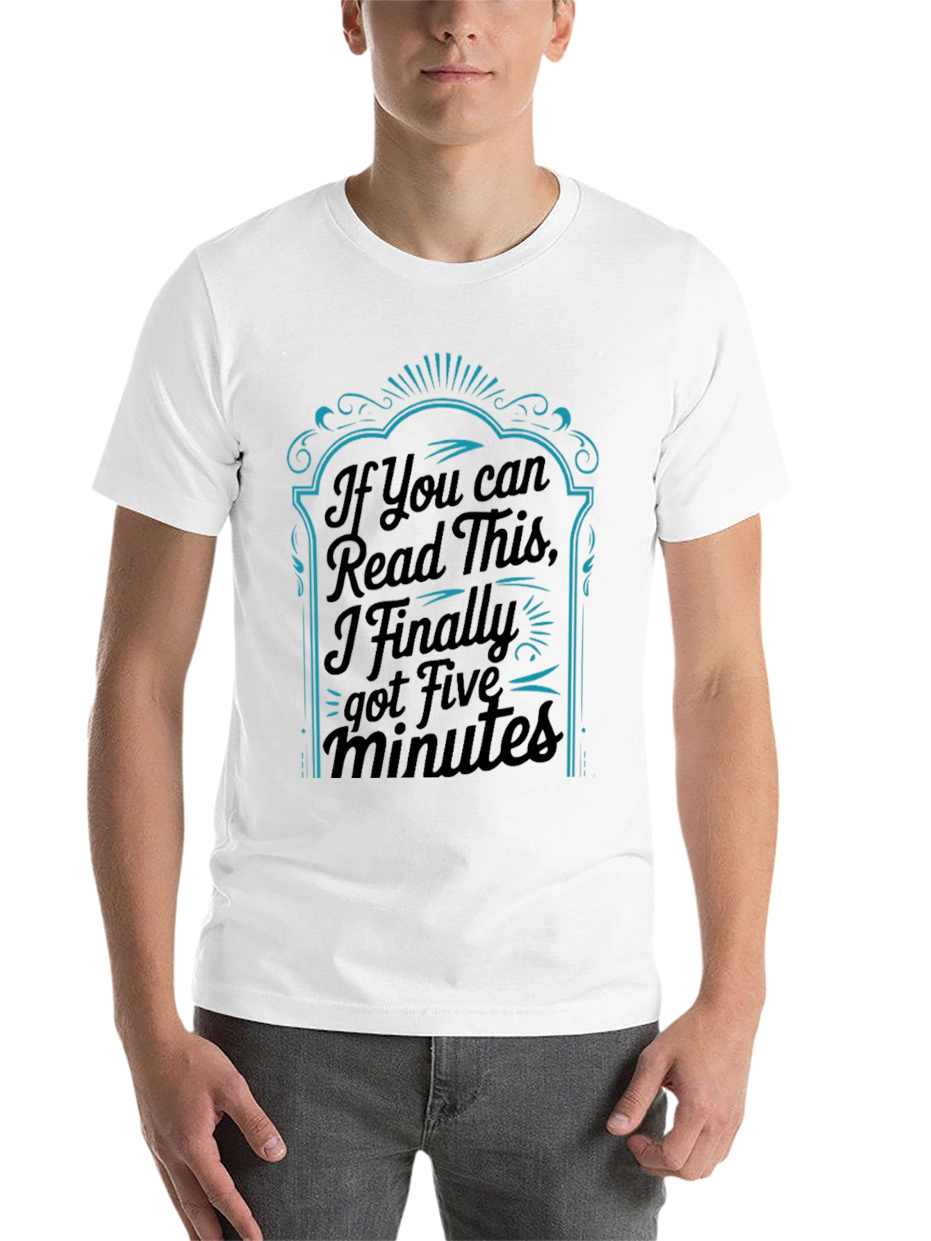 Black Funny "Five Minutes" Graphic Print Black T-Shirt view 14