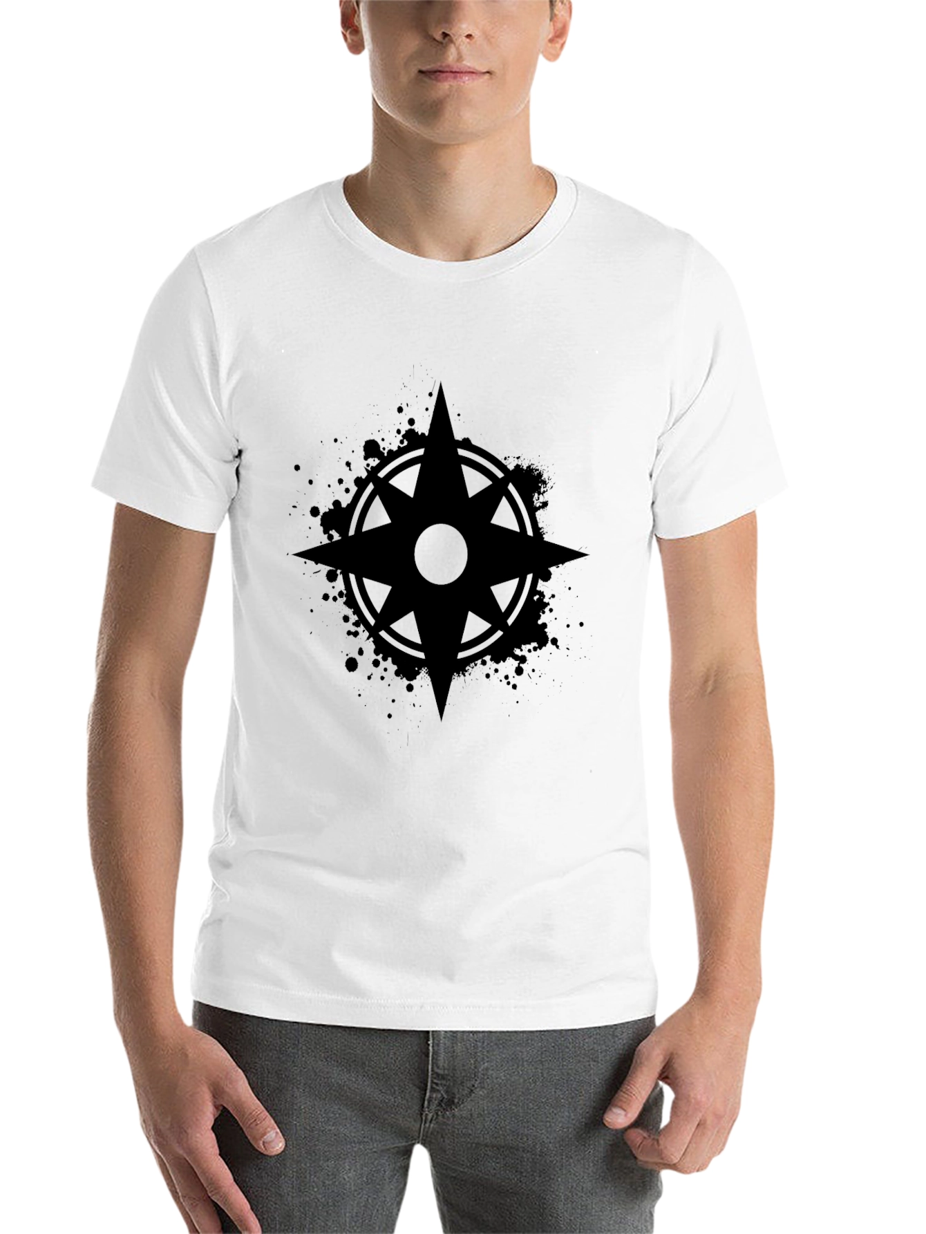 Black Dark Compass Rose Graphic Tee - Stylish Men's T-Shirt view 14