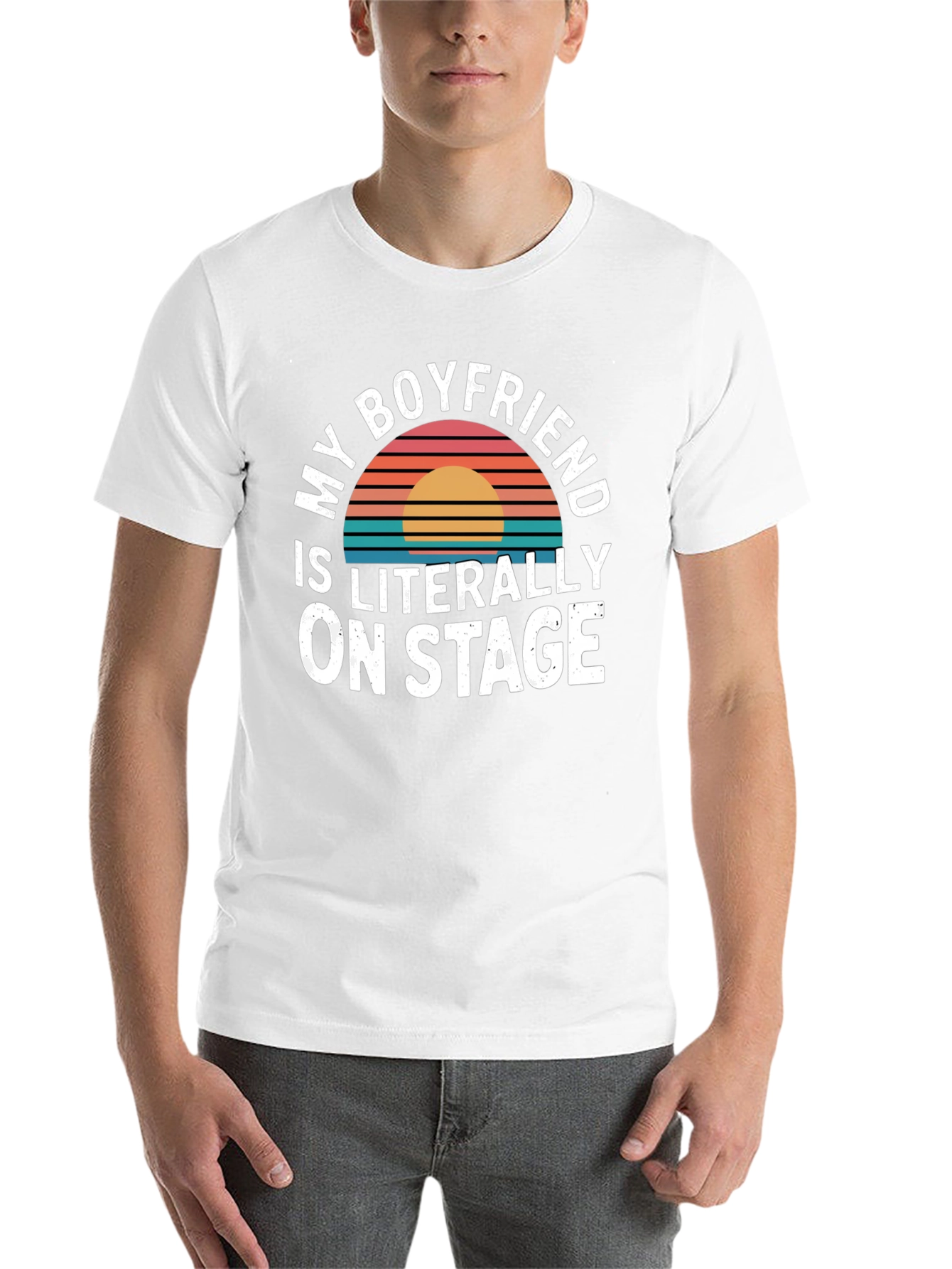 Black My Boyfriend Is Literally On Stage - Funny T-Shirt view 14