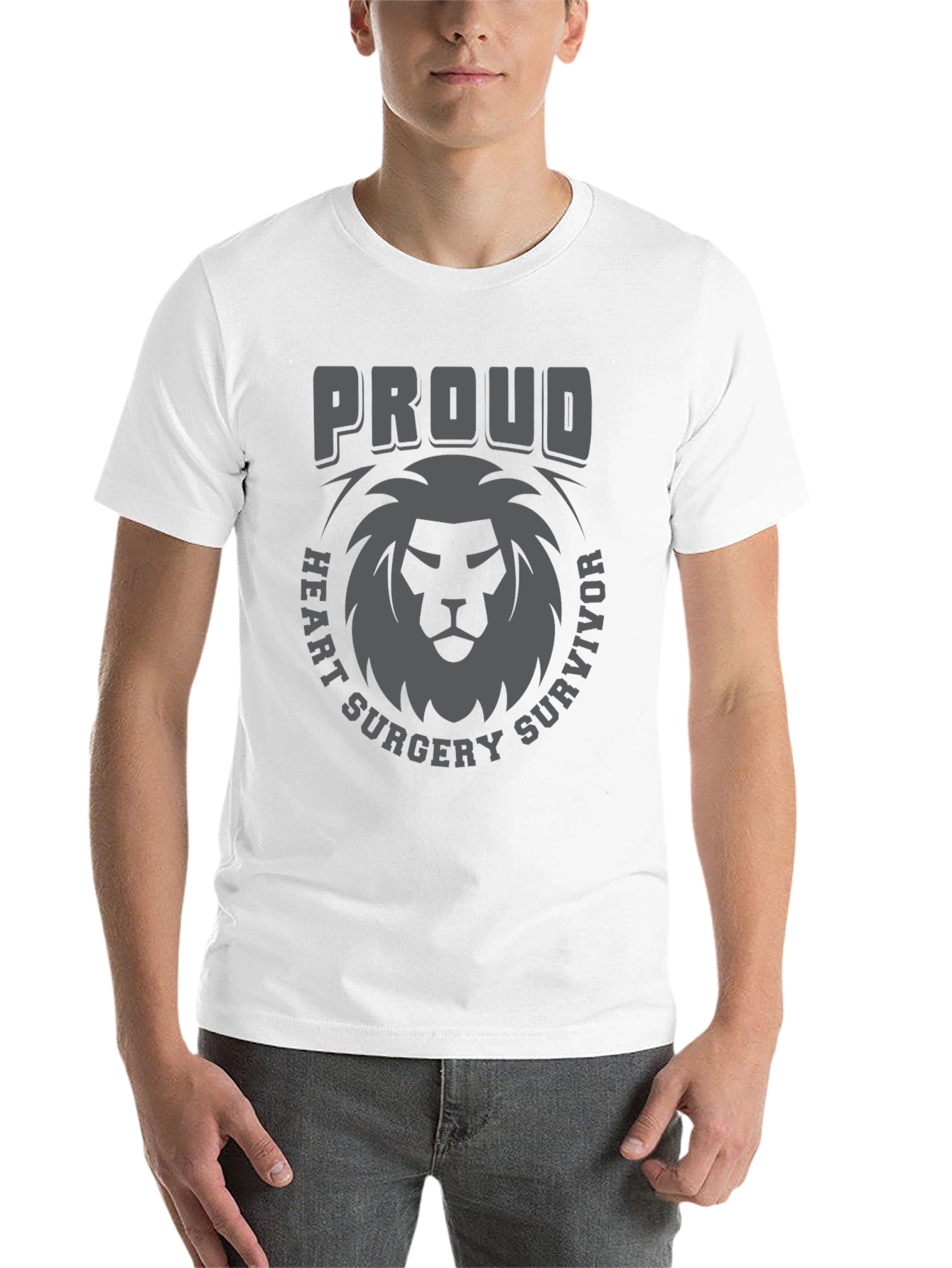 Proud Heart Surgery Survivor Lion Graphic Tee - 14