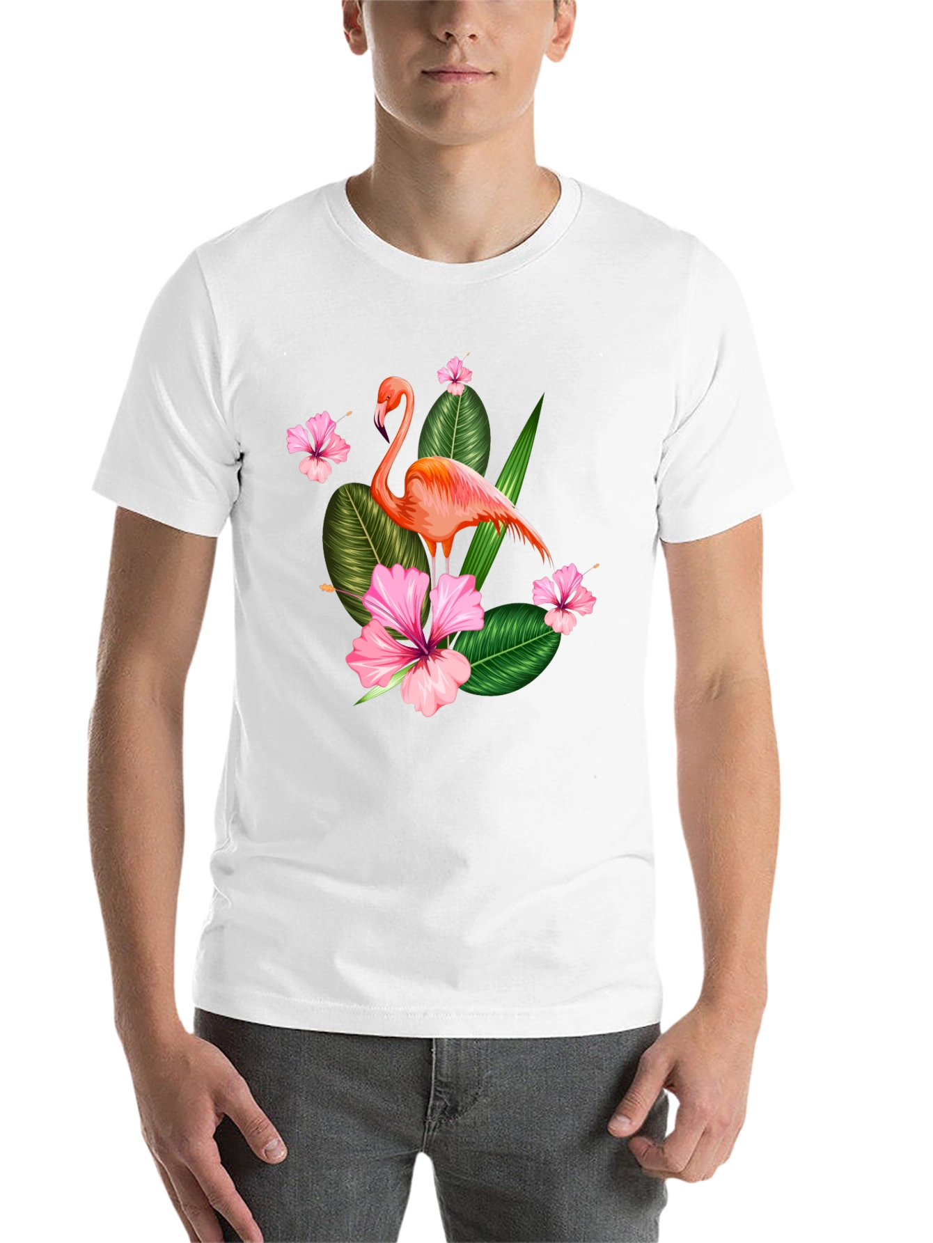 Black Tropical Flamingo Graphic T-Shirt view 14
