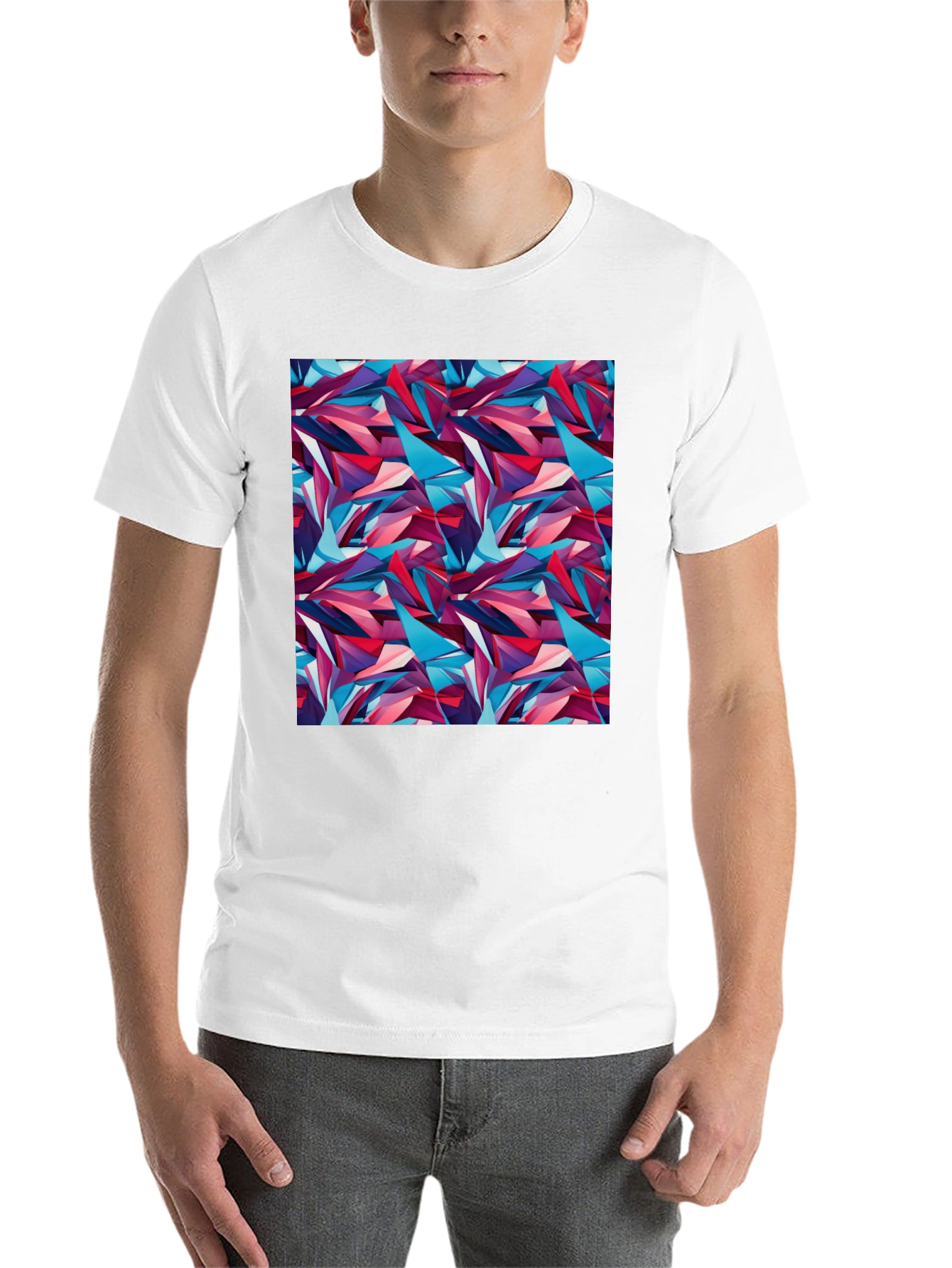 Black Abstract Geometric Pattern Black T-Shirt view 14