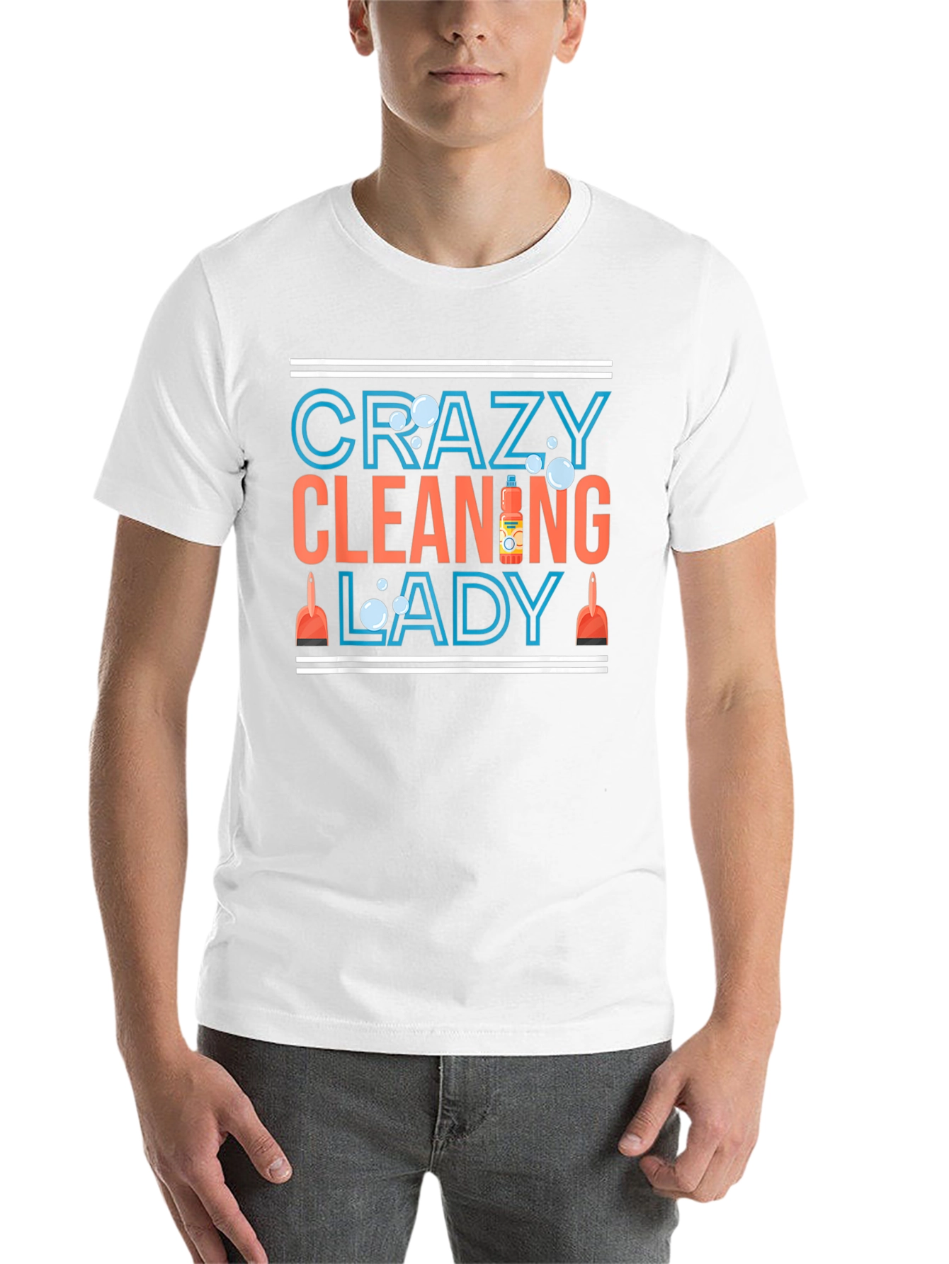 Black Crazy Cleaning Lady T-Shirt - Funny Cleaning Tee view 14