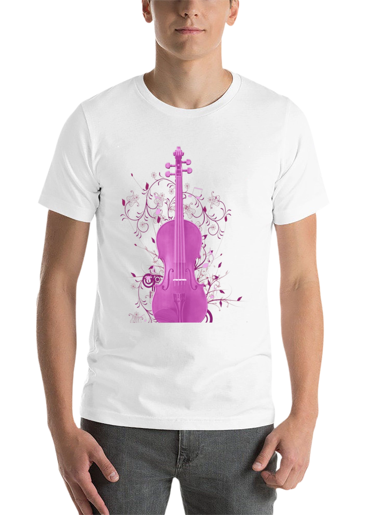 Black Musical Violin Graphic Tee - Black view 14