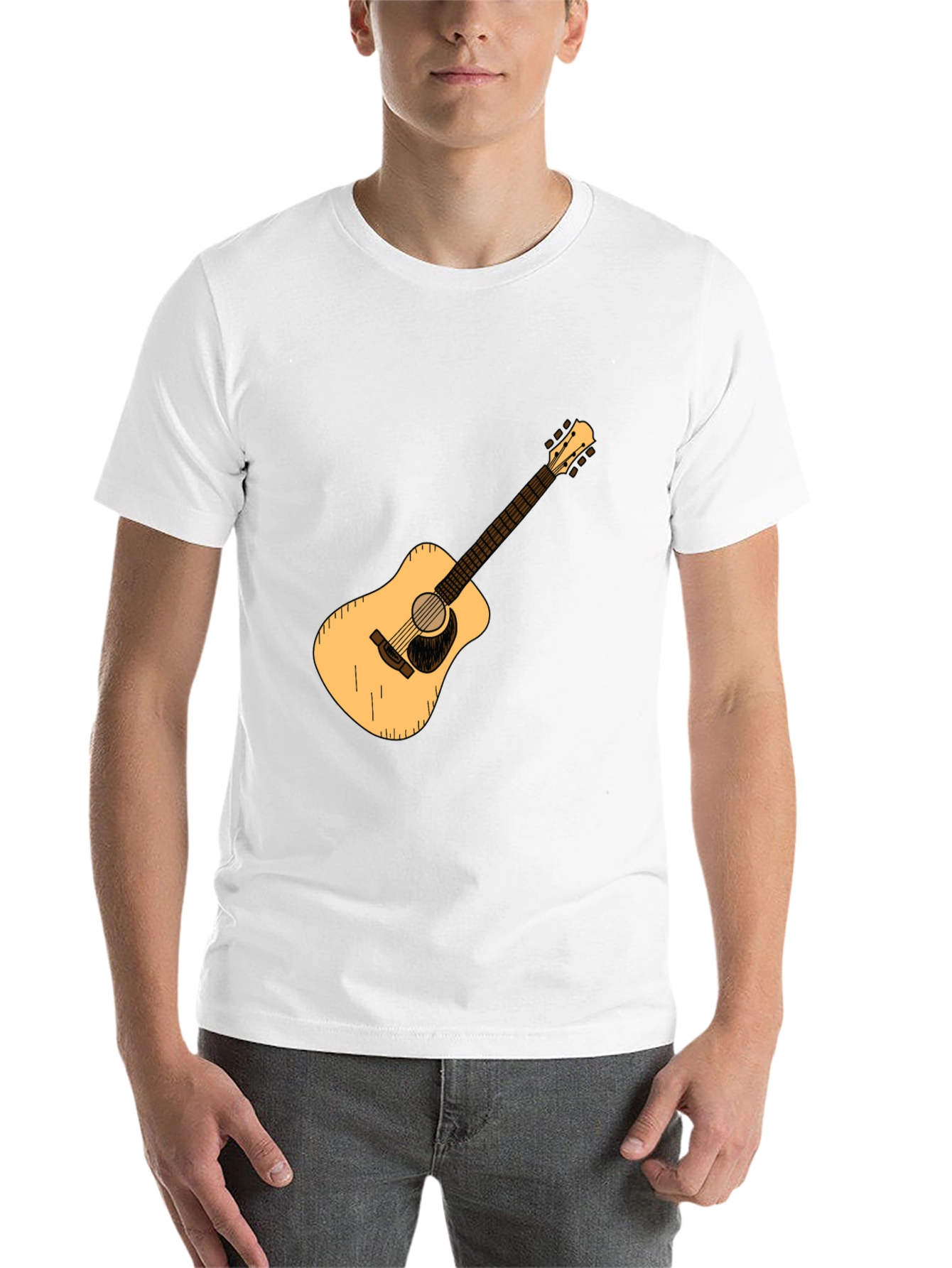 Black Guitar Graphic Tee - Black Cotton Casual T-Shirt view 14