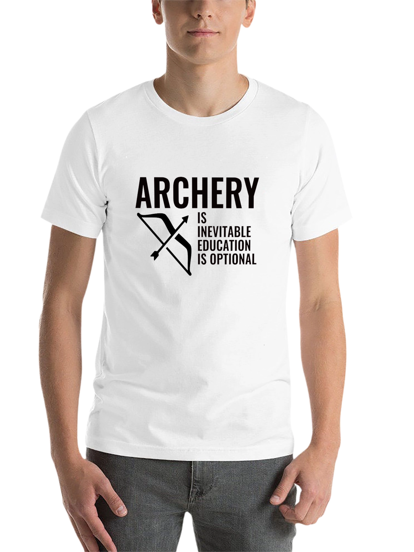 Black Archery Inevitable Education Optional Funny Bow Arrow Black T-Shirt view 14