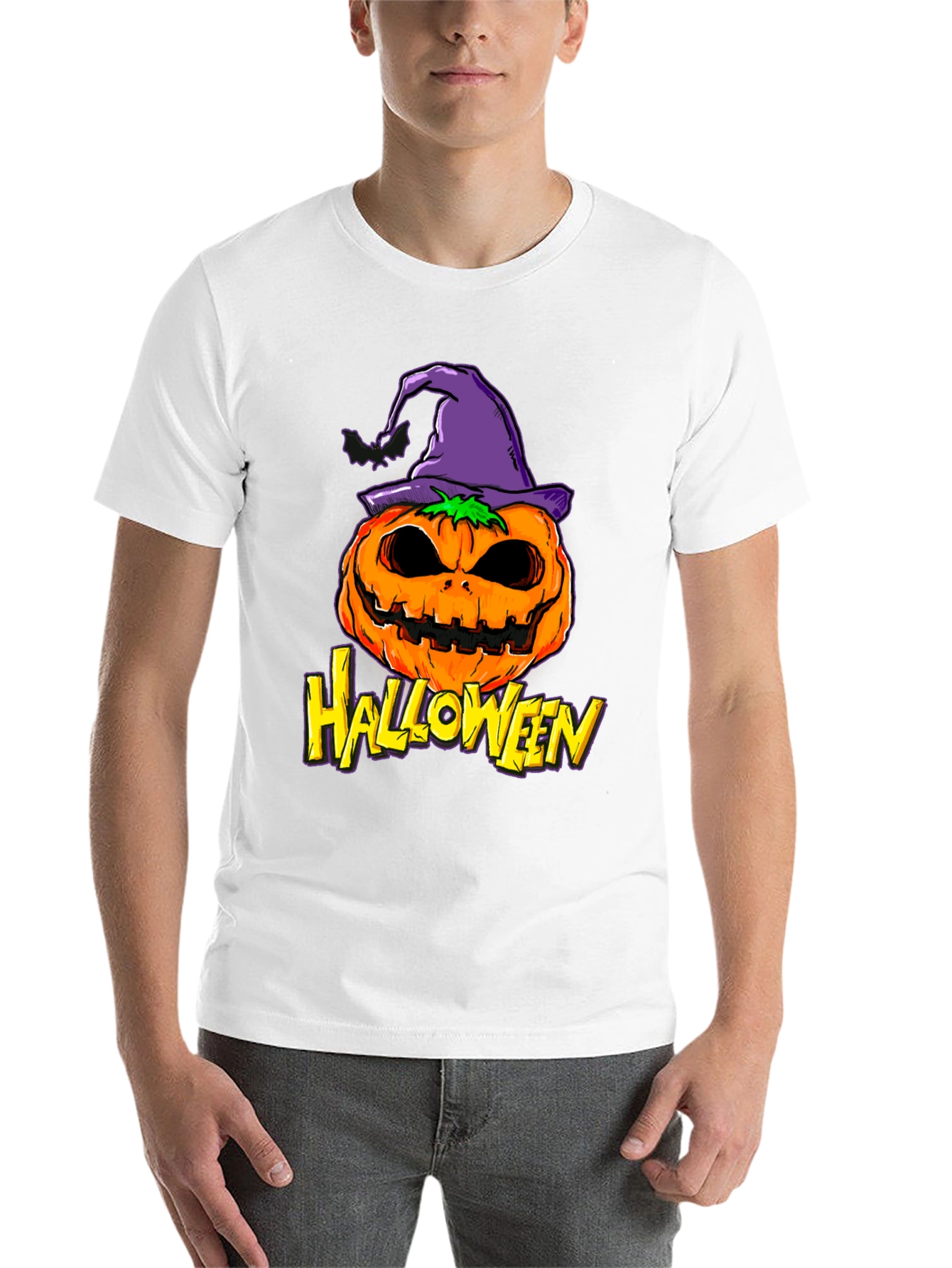 Black Halloween Pumpkin Witch Hat Graphic Tee view 14