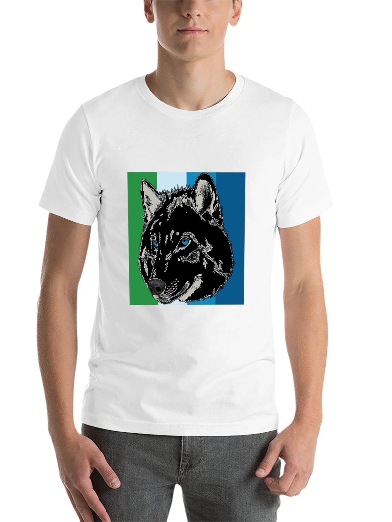Black Wolf Graphic Print Black T-Shirt view 14