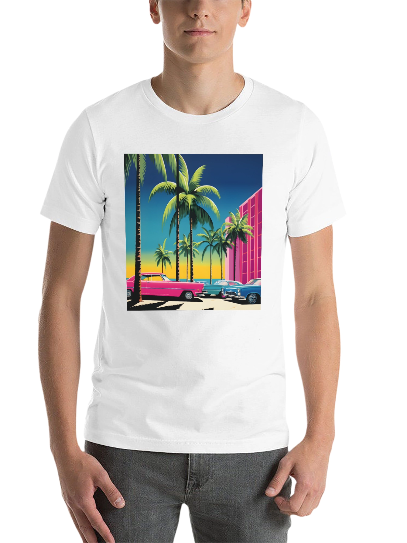 Black Retro Miami Vice Style T-Shirt view 14