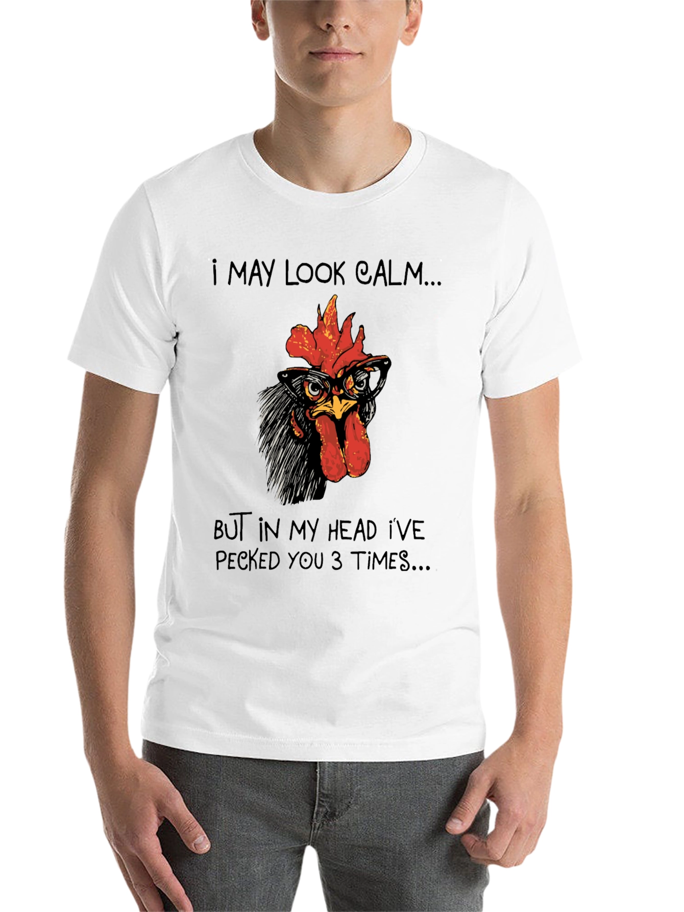 Black Calm Chicken T-Shirt - Funny Rooster Tee view 14
