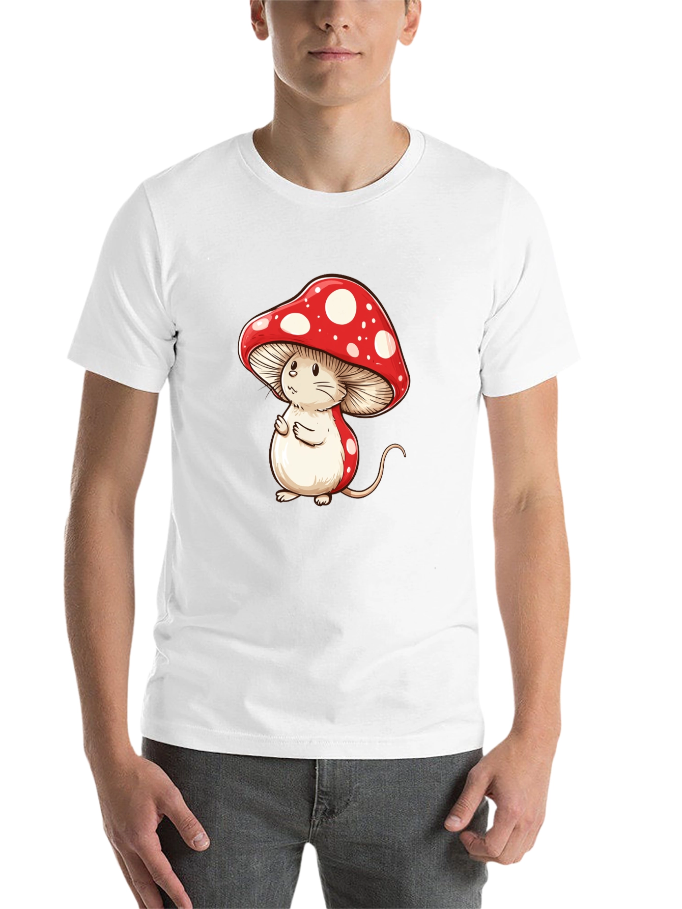 Black Mushroom Mouse T-Shirt - Fun Cartoon Graphic Tee view 14