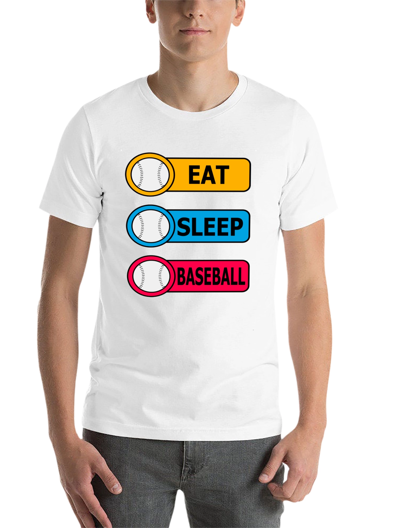 Black Eat Sleep Baseball T-Shirt Funny Sports Tee view 14