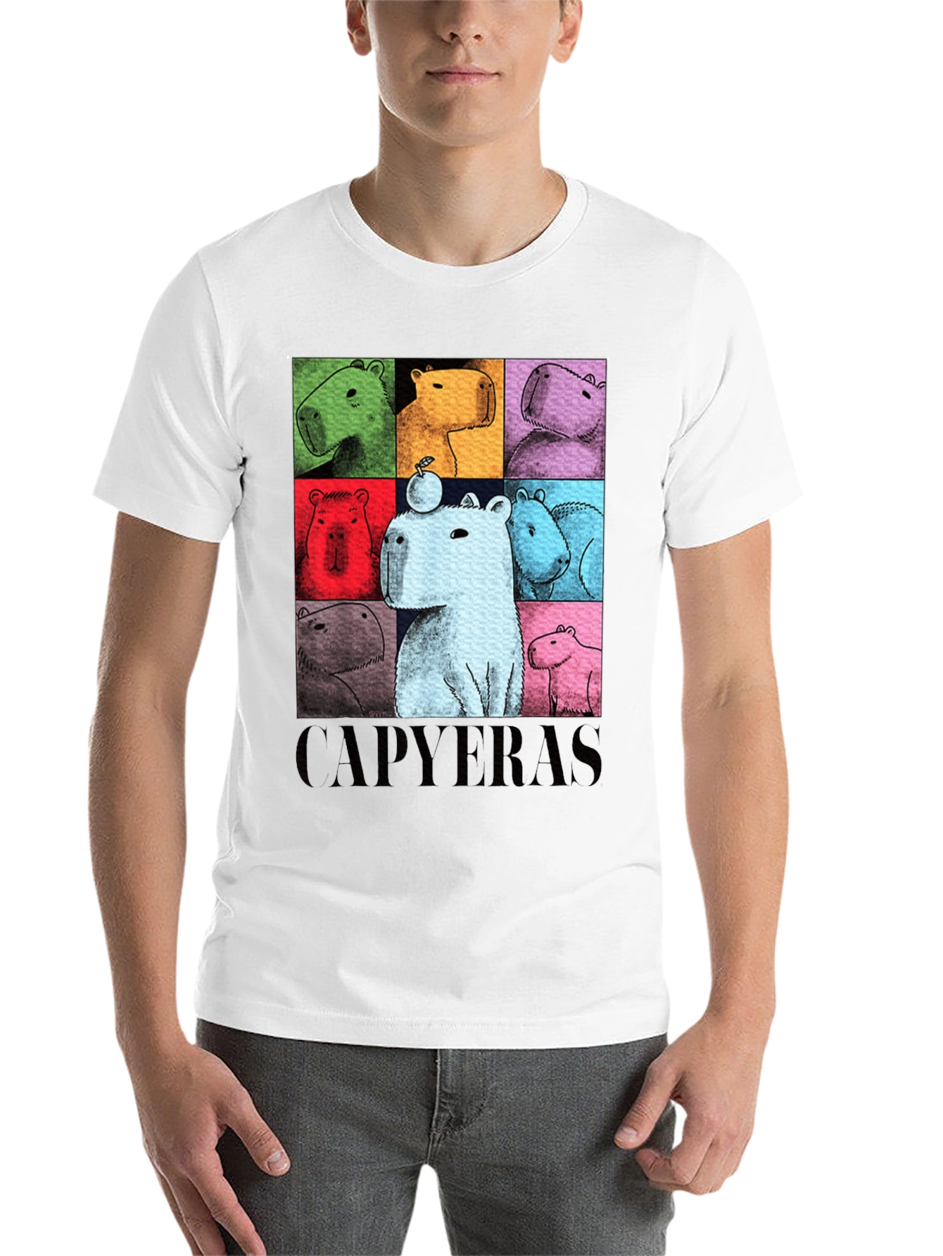 Black Capybara Pop Art Graphic Tee view 14