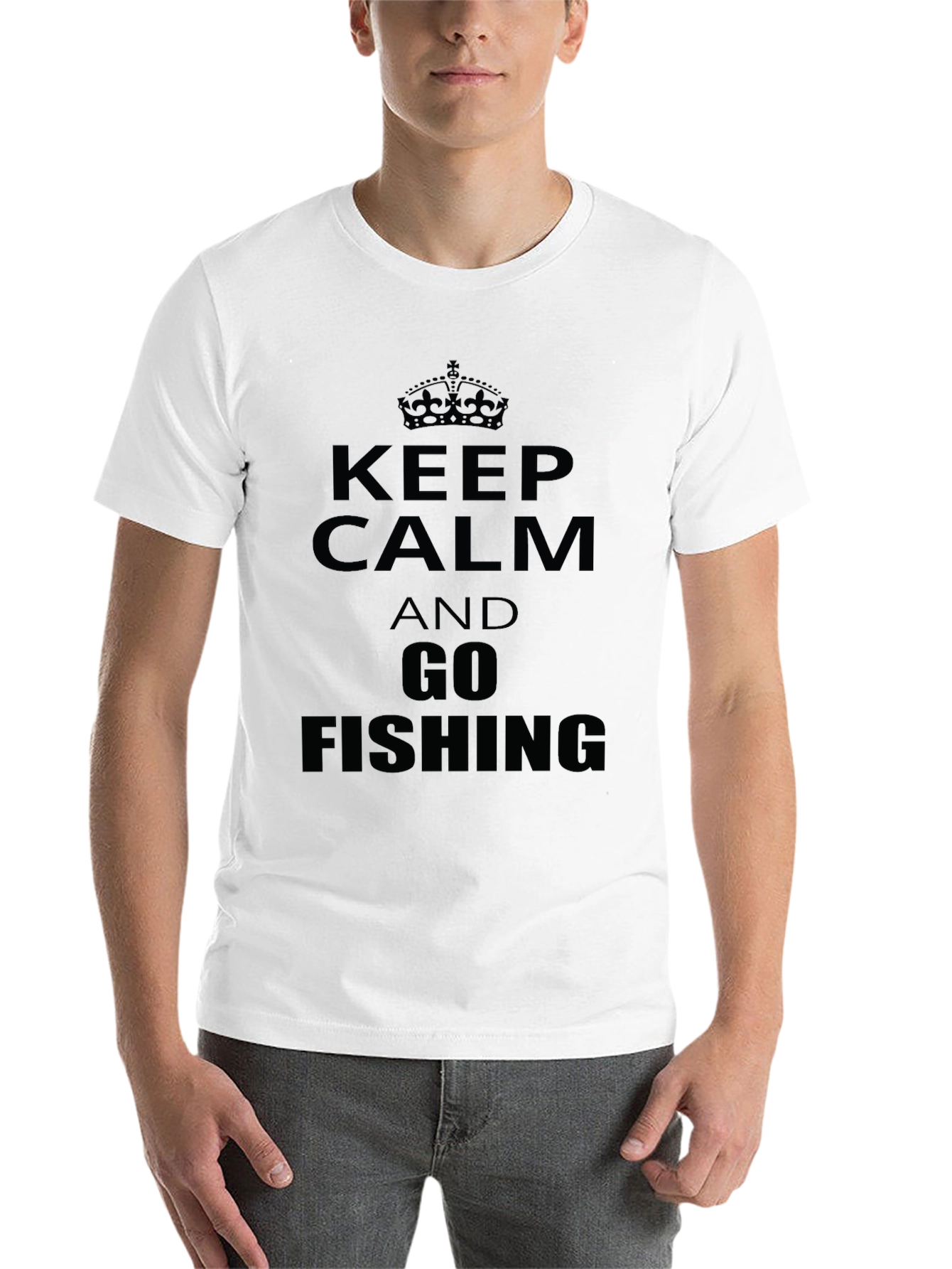 Black Keep Calm & Go Fishing Graphic T-Shirt view 14