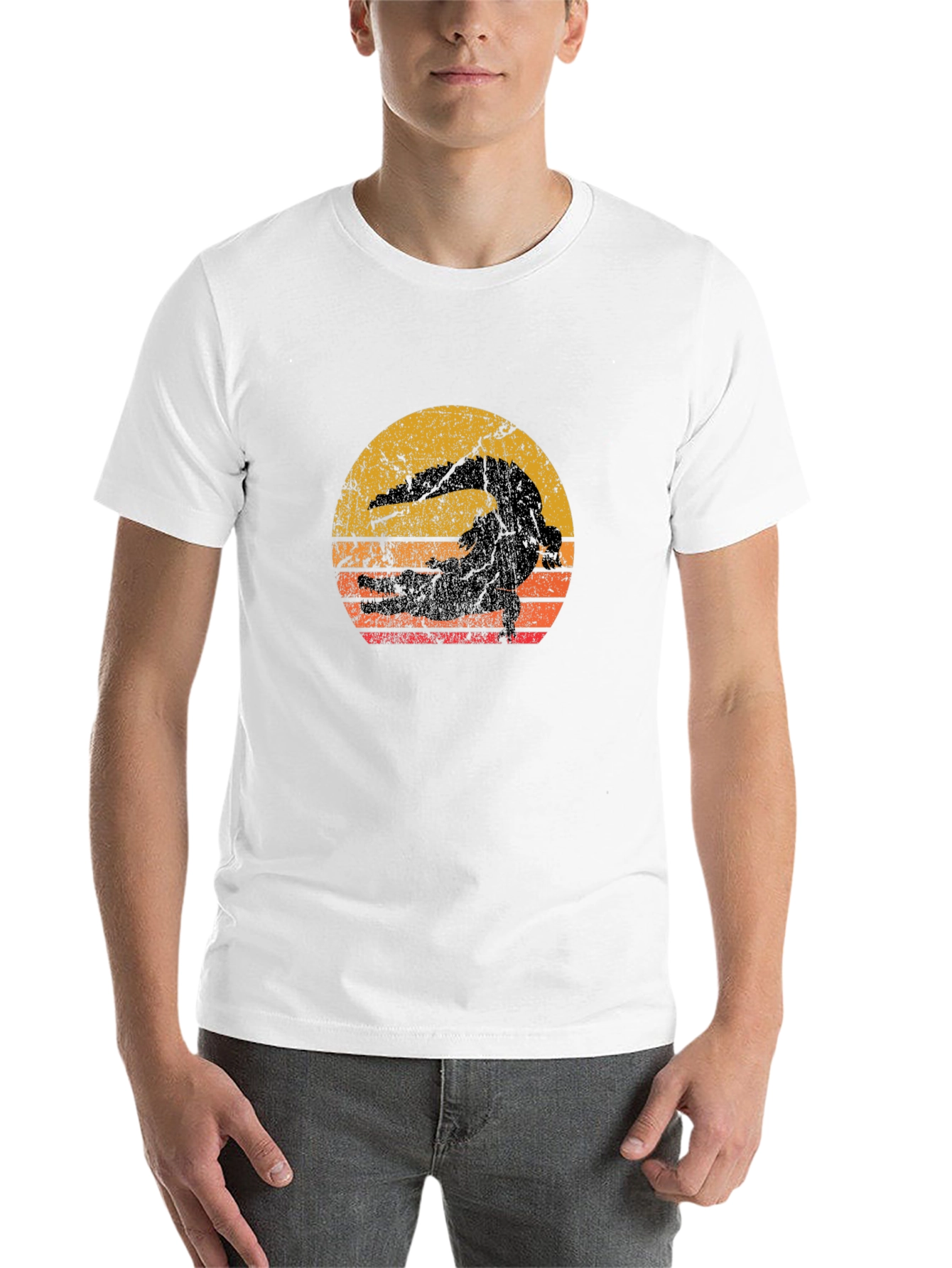 Black Vintage Alligator Sunset Graphic Tee - Black view 14