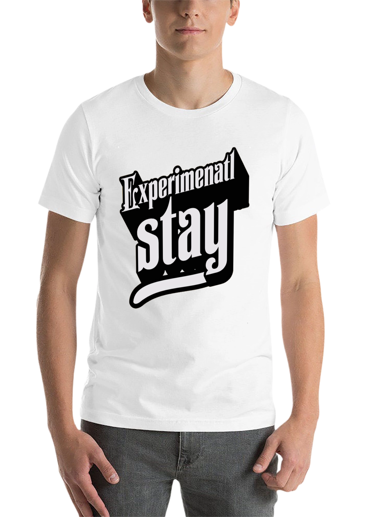 Black Experimental Stay T-Shirt - Bold Graphic Tee view 14