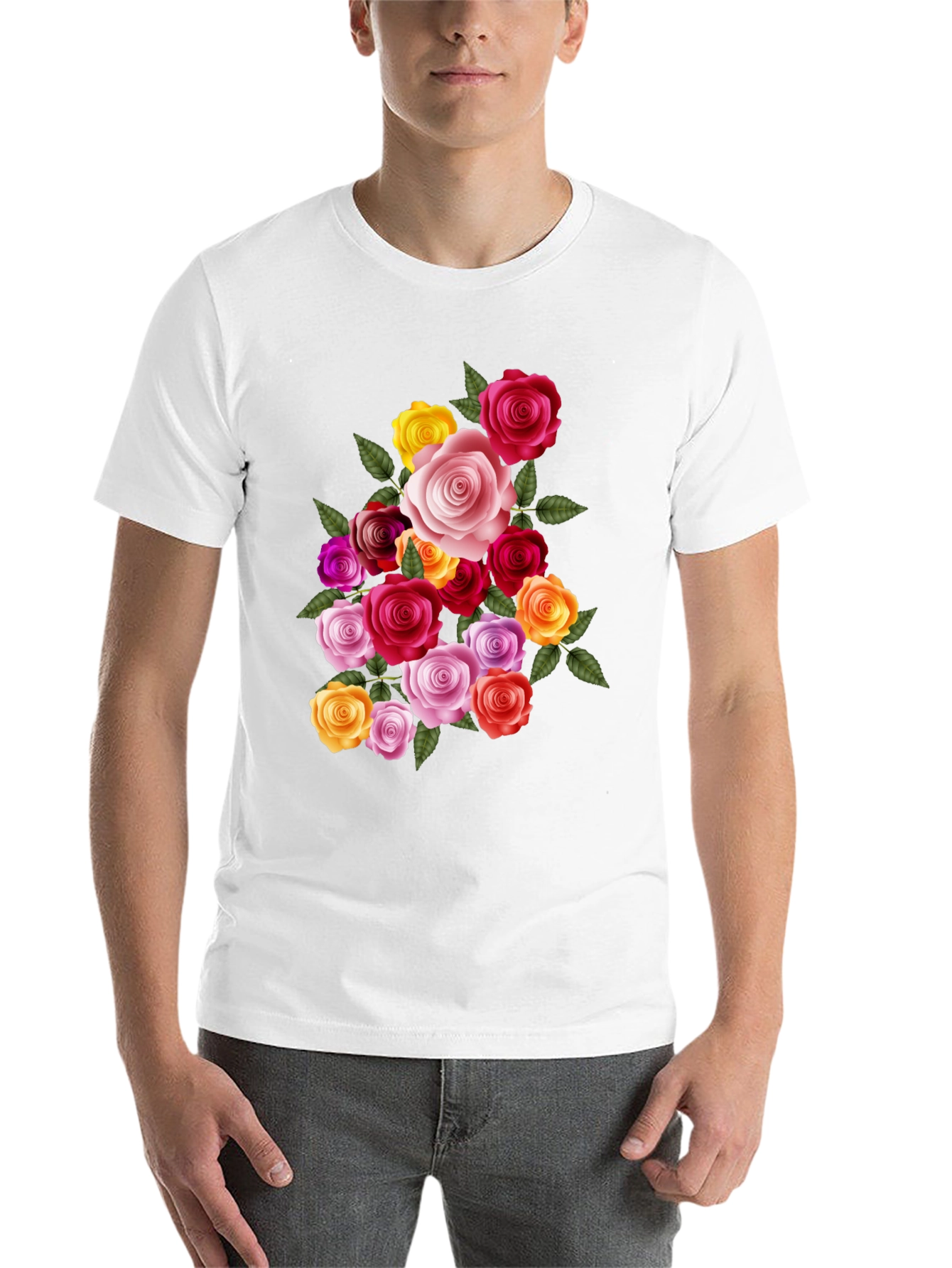 Black Floral Rose Bouquet Graphic Tee - Black view 14