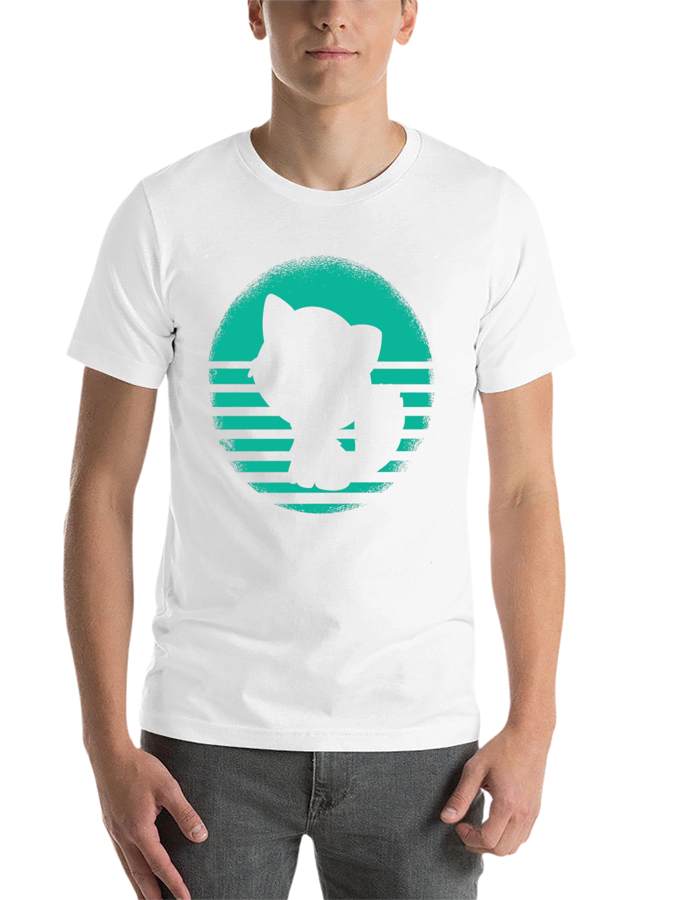 Black Retro Cat Silhouette Graphic T-Shirt view 14