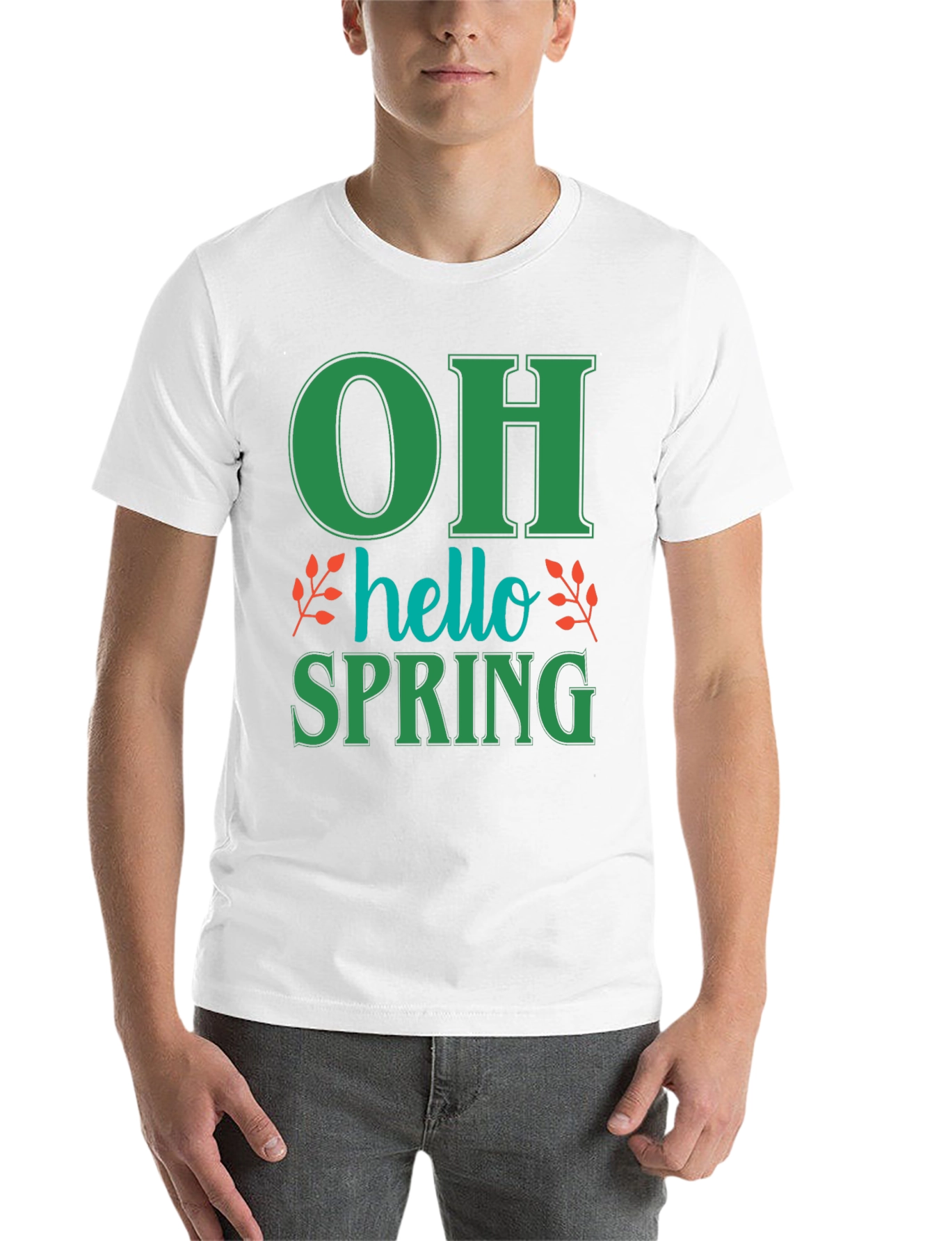 Black Oh Hello Spring T-Shirt - Green Graphic Tee view 14