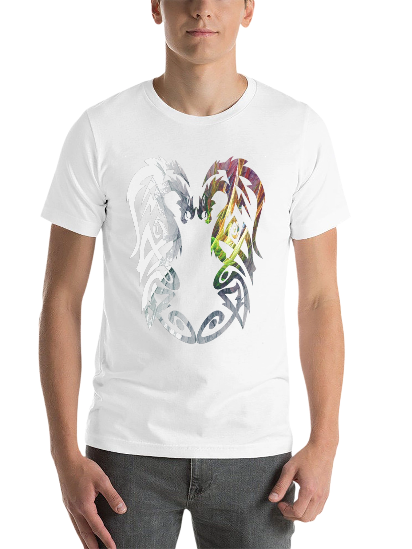 Black Yin Yang Dragon T-Shirt - Men's Black Graphic Tee view 14