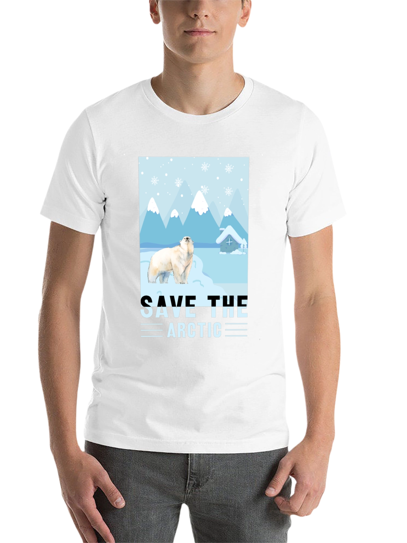 Black Save the Arctic Polar Bear Graphic T-Shirt view 14